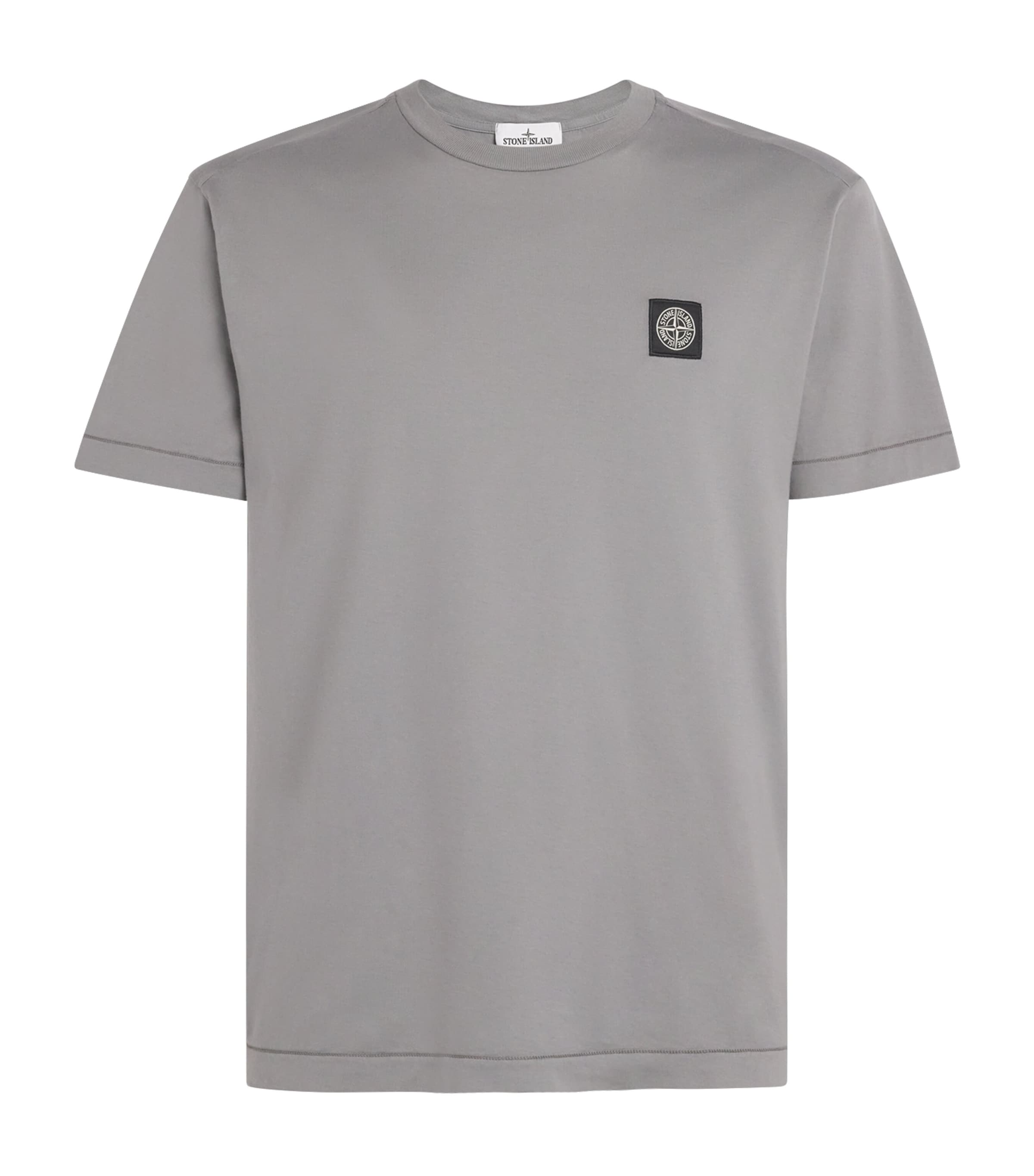 Stone Island Logo-patch Cotton T-shirt In Gray