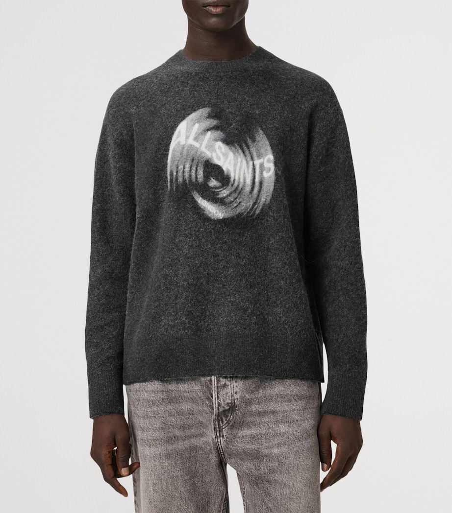 AllSaints Mens Alpaca Wool-Blend Spinnin Sweater Washed Black Image 3