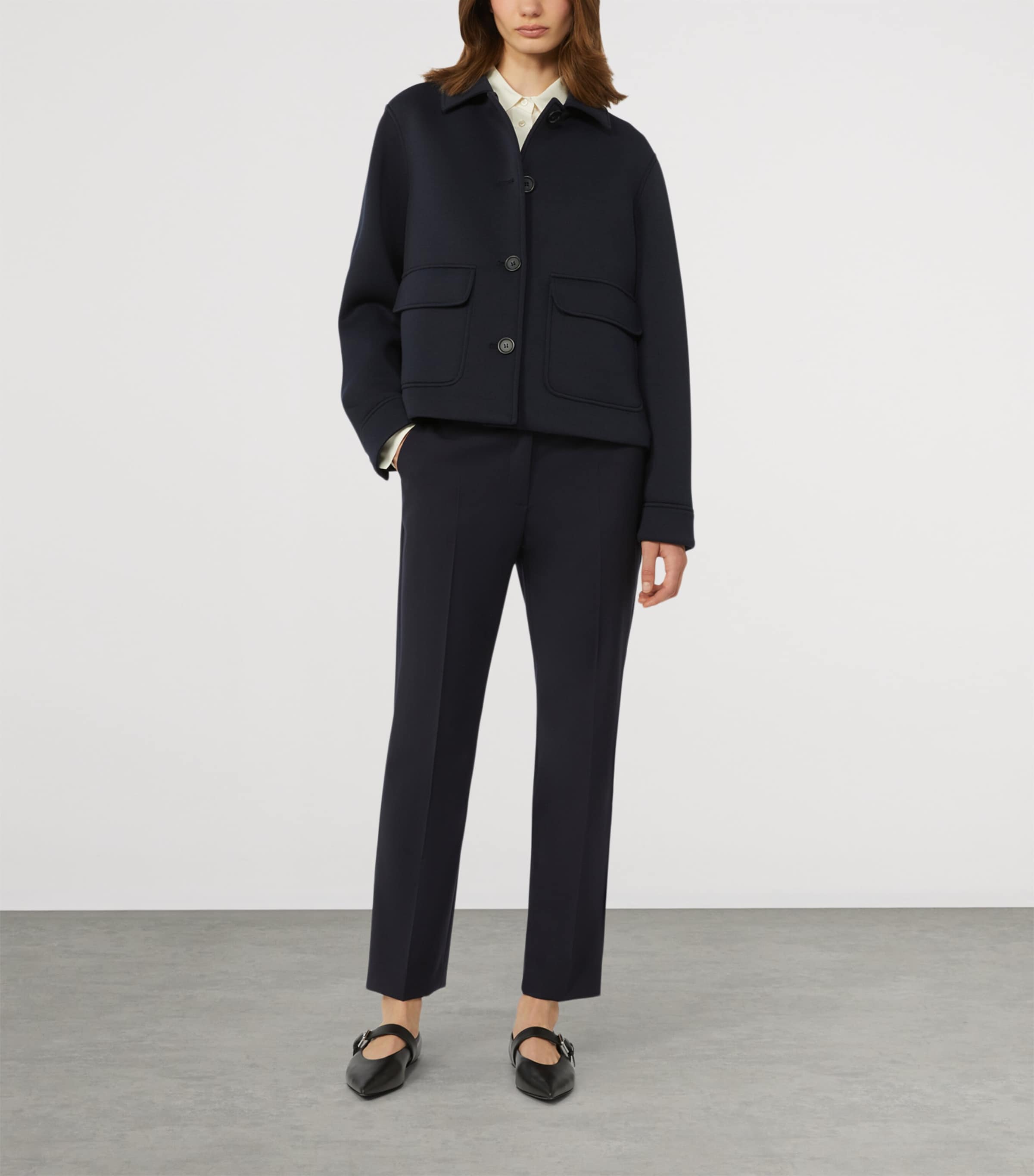 Ankle-Length Cigarette Trousers NAVY Image 2