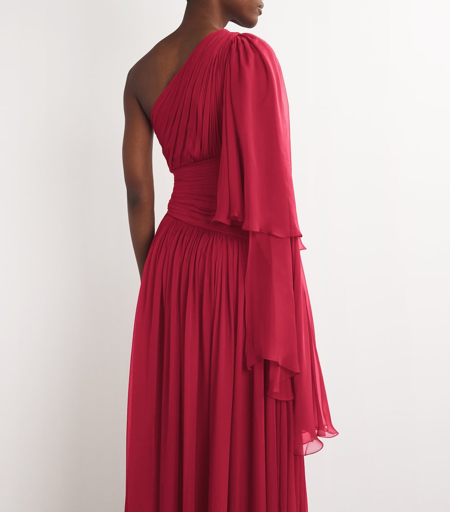 Zuhair Murad Womens Silk Cape Maxi Dress Rio Red Image 6