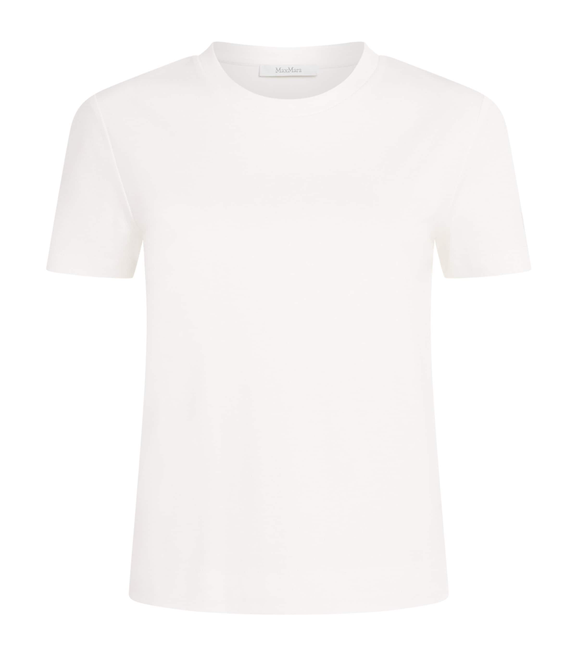 Max Mara Stretch-cotton Embroidered T-shirt In White