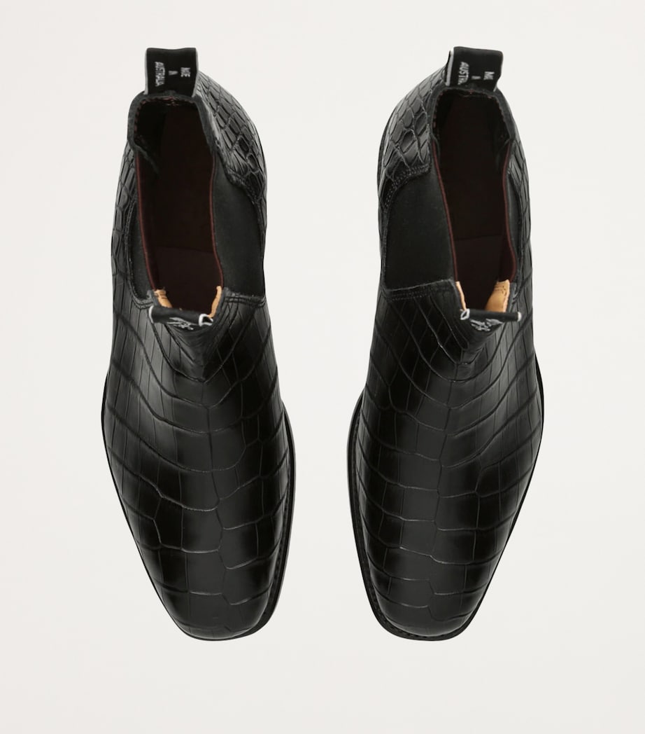 Crocodile Leather Ankle Boots BLACK Image 4