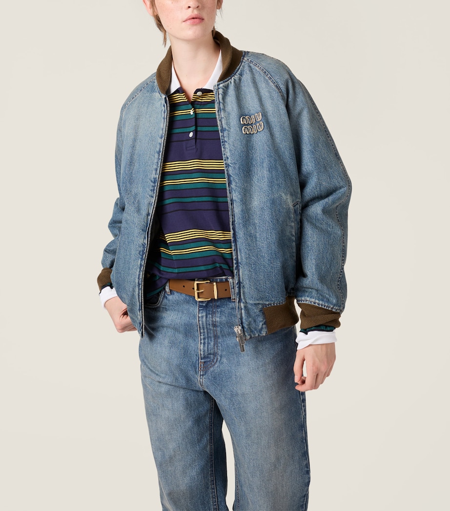 Miu Miu Womens Denim Logo Bomber Jacket Image 4