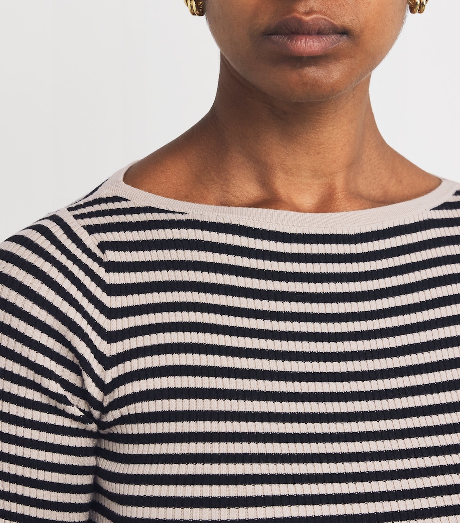 Stripe Short-Sleeve Sweater BEIGE Image 6