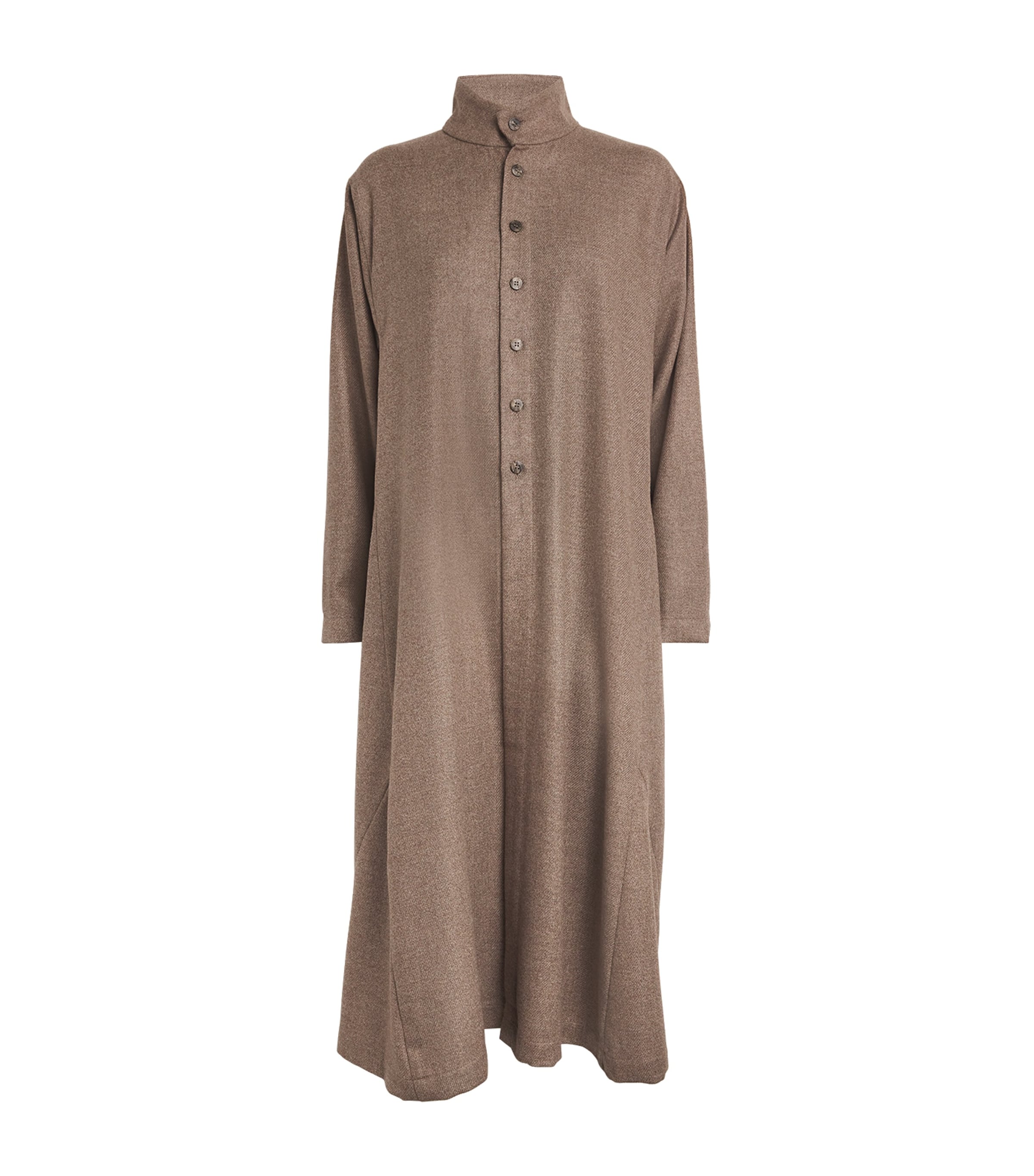 Shop Eskandar Wool-silk Caucasus Shirt Dress In Neutral