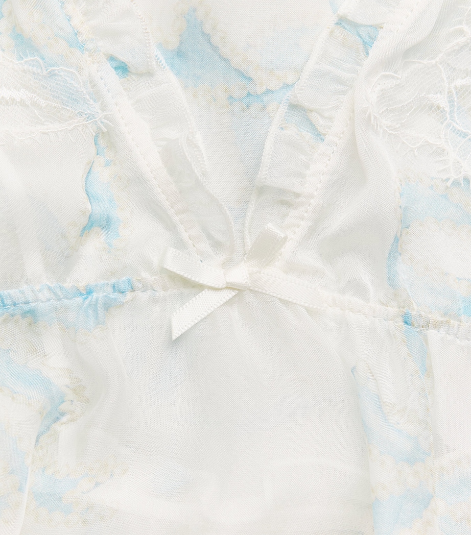 Skims Womens Silk Bridal Romance Babydoll Slip Ivory Prl Bows Prnt Image 4
