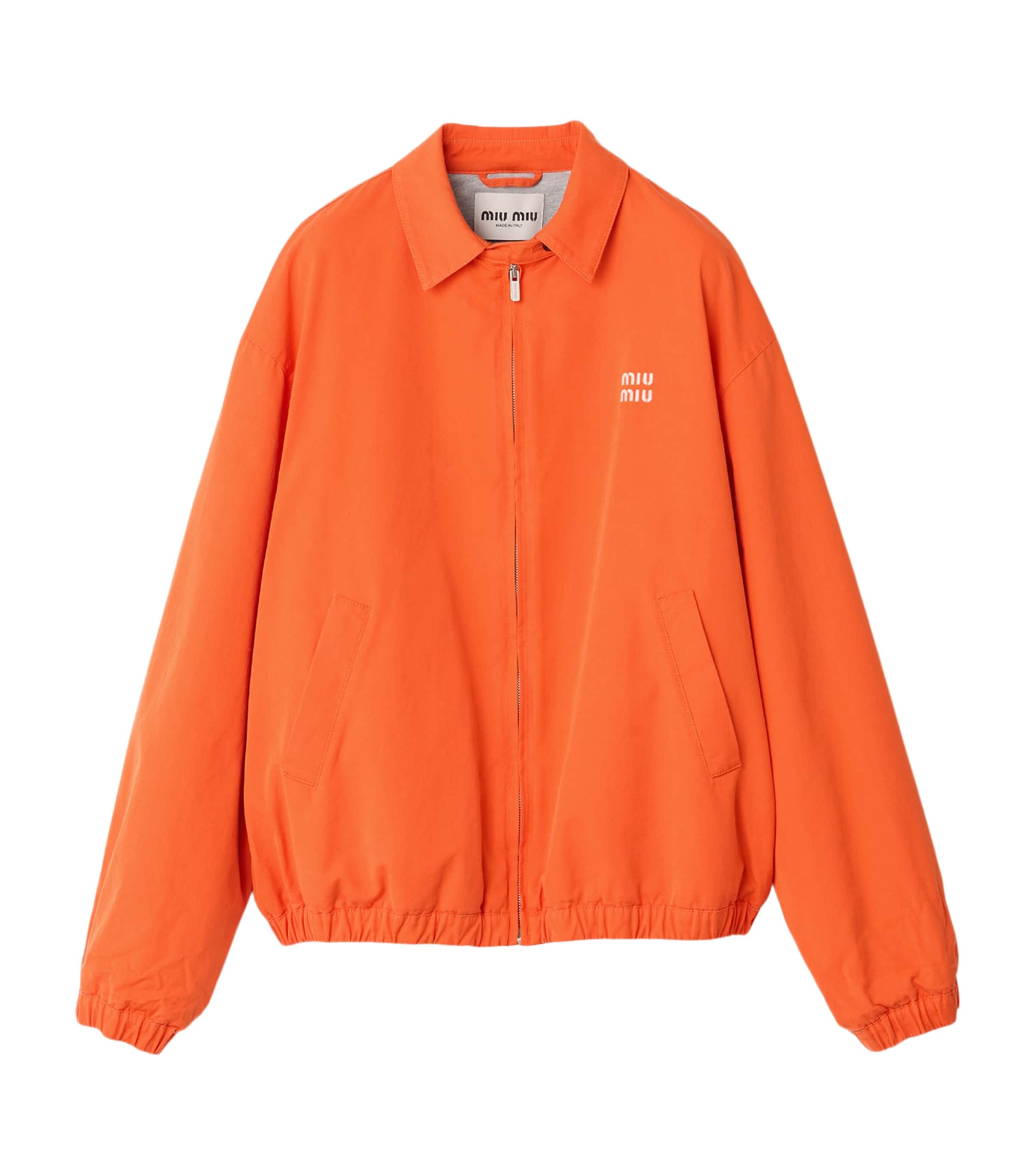 Miu Miu Womens Cotton Poplin Blouson Jacket Orange Image 1