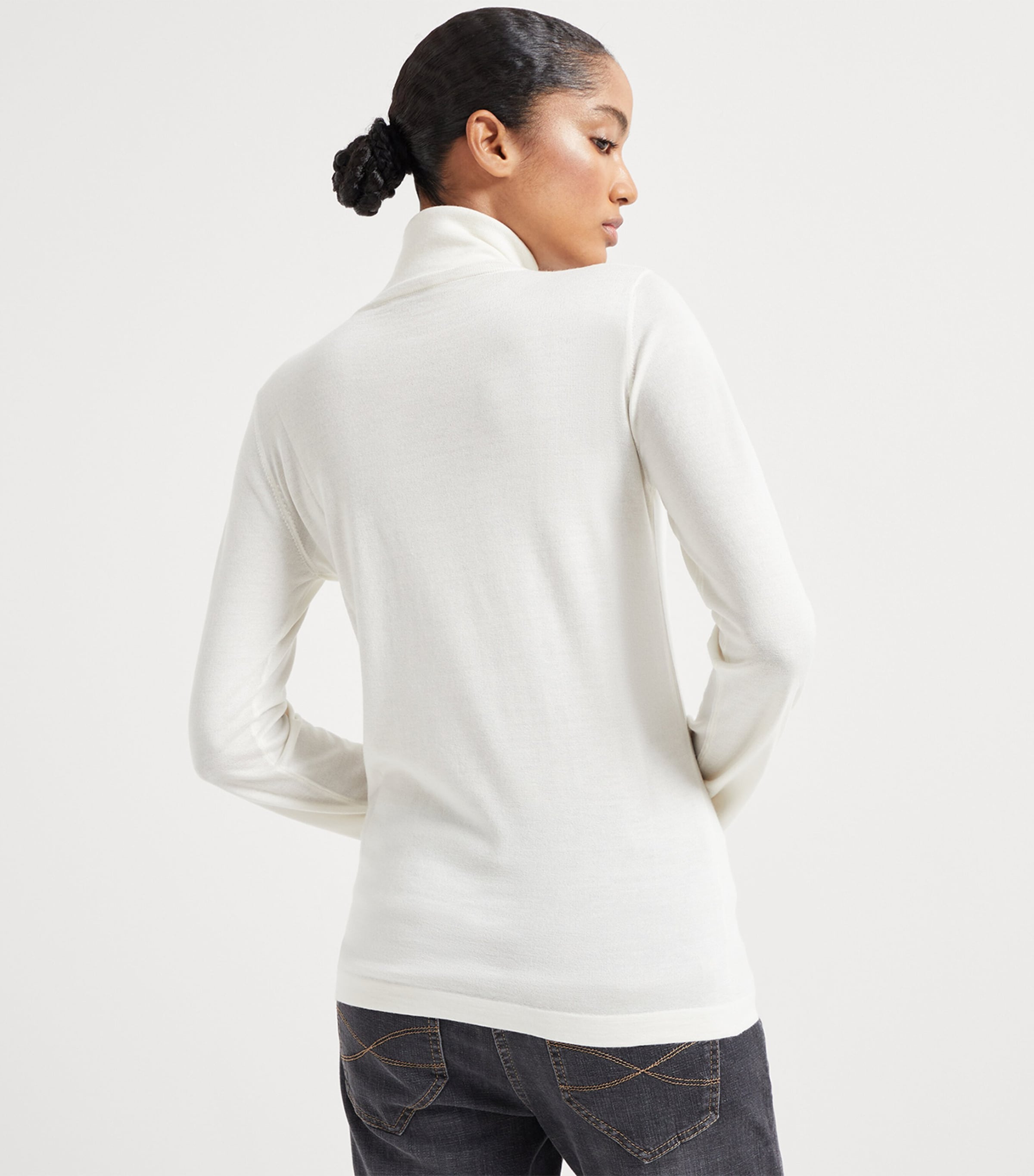 Brunello Cucinelli Womens Cashmere-Silk-Blend Rollneck Sweater Image 3