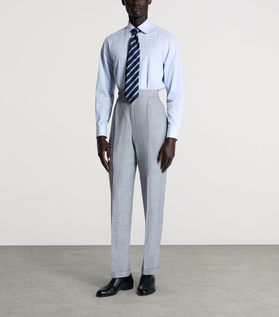 Dunhill Mens Cotton Check Shirt Blue Image 2