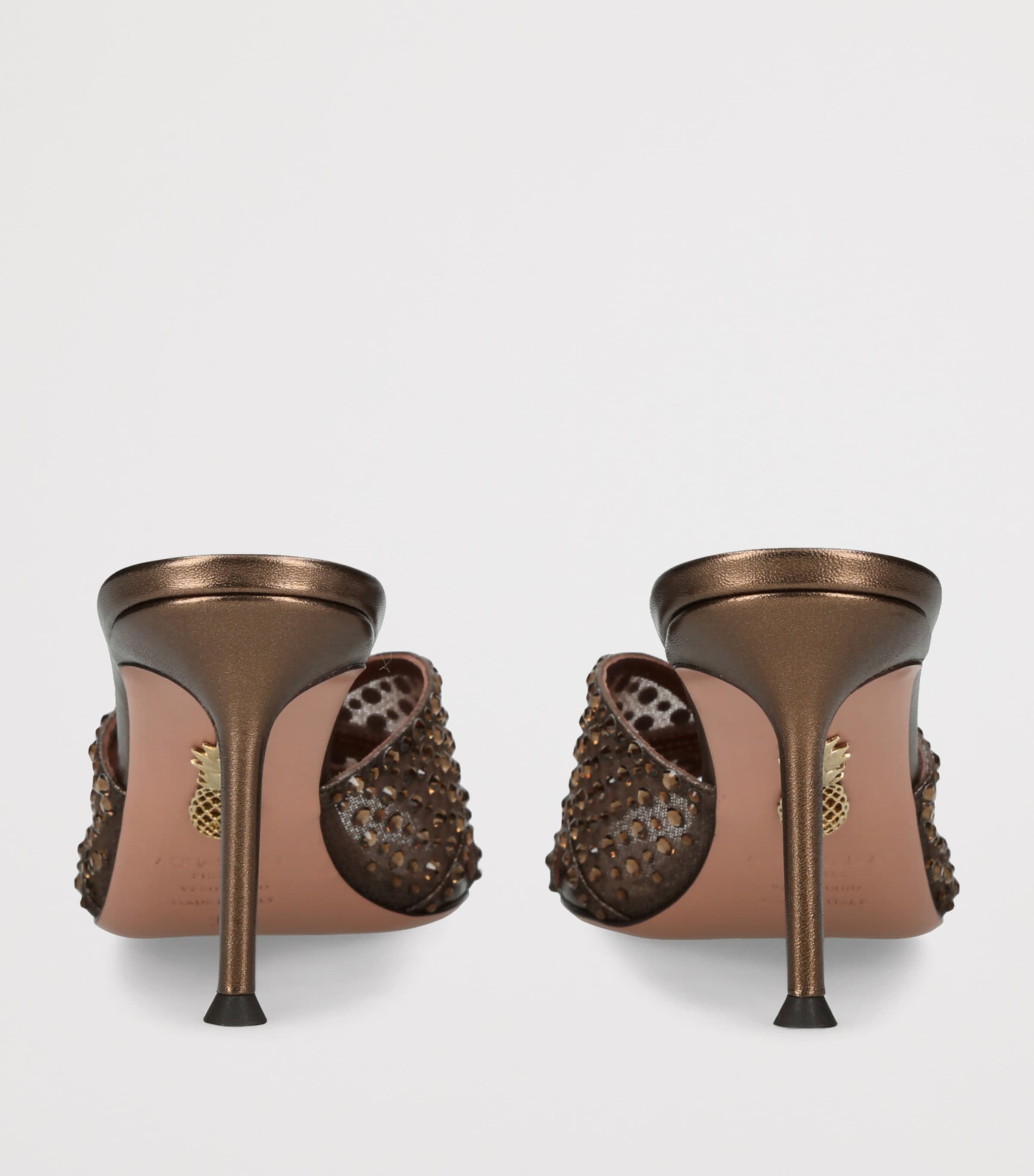 Aquazzura Crystal Lover Heeled Mules 75 Dark Brown Image 2