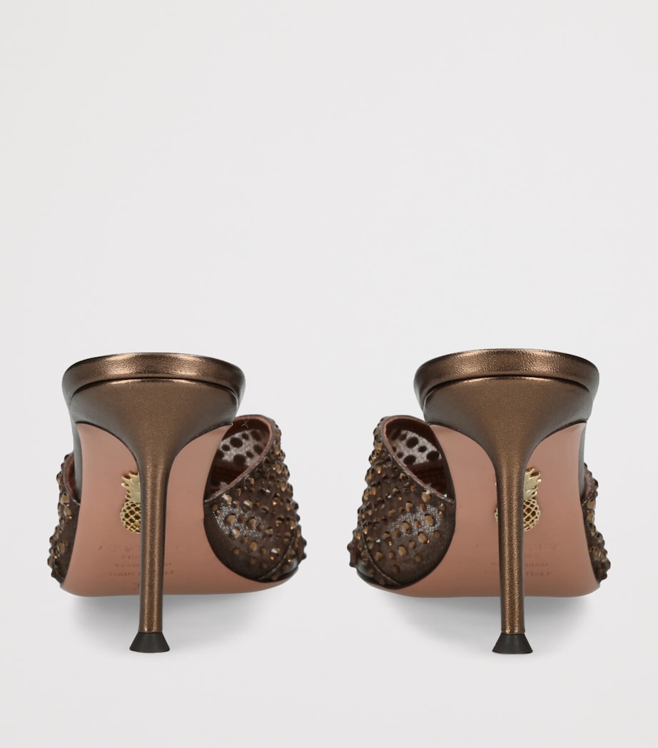 Aquazzura Crystal Lover Heeled Mules 75 Dark Brown Image 2