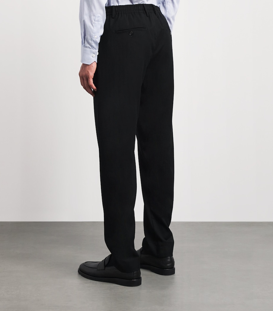 Canali Mens Wool Drawstring Trousers Black Image 5