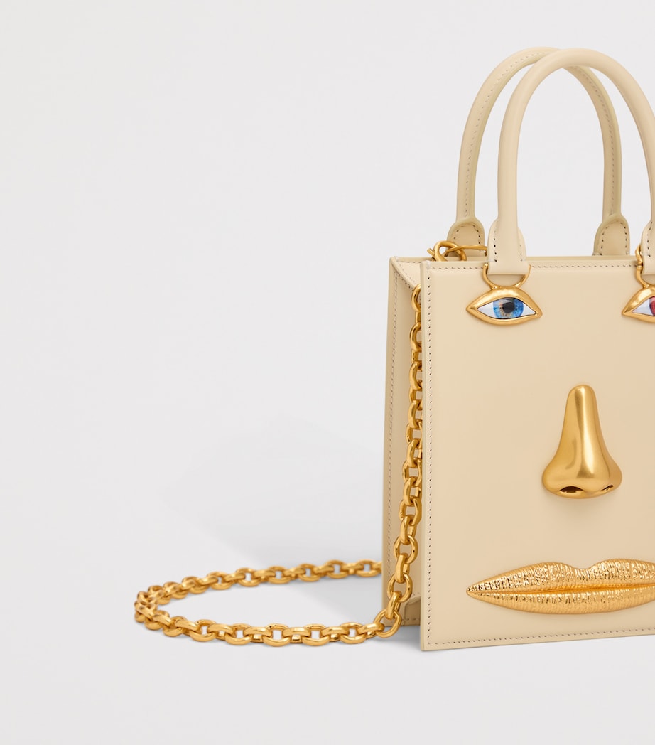 Schiaparelli Mini Leather Face Top-Handle Bag Ecru Image 4