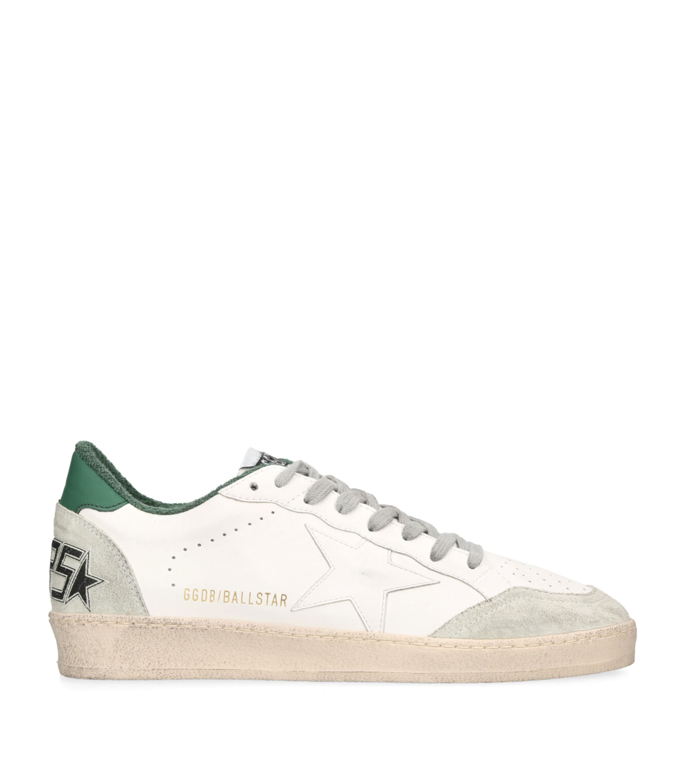 Golden Goose Off-white Calf Leather Sneakers With Signature Star Patch In Green