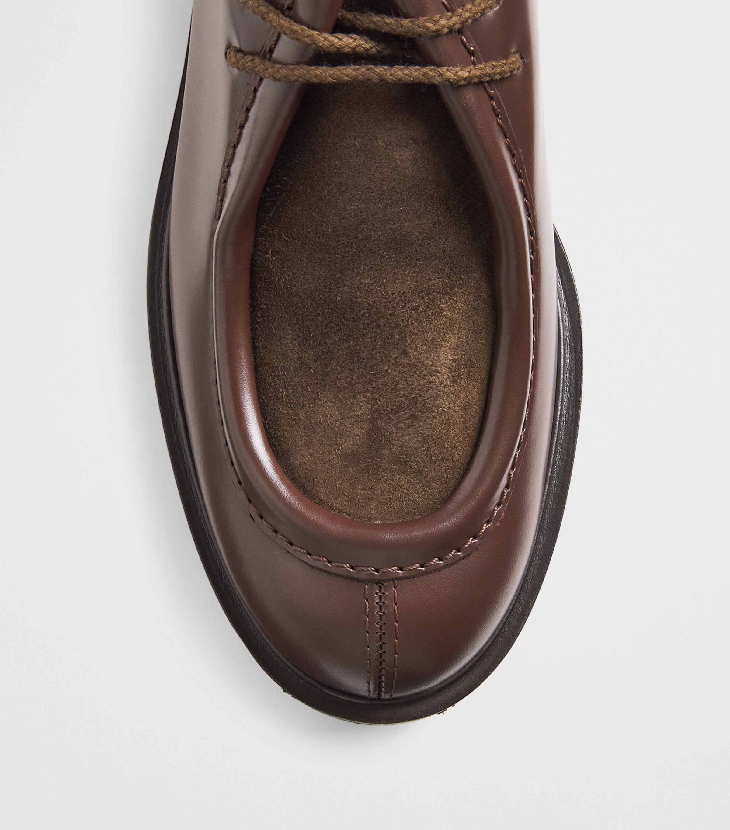 Leather Suede-Vamp Boat Shoes COFFEE Image 4