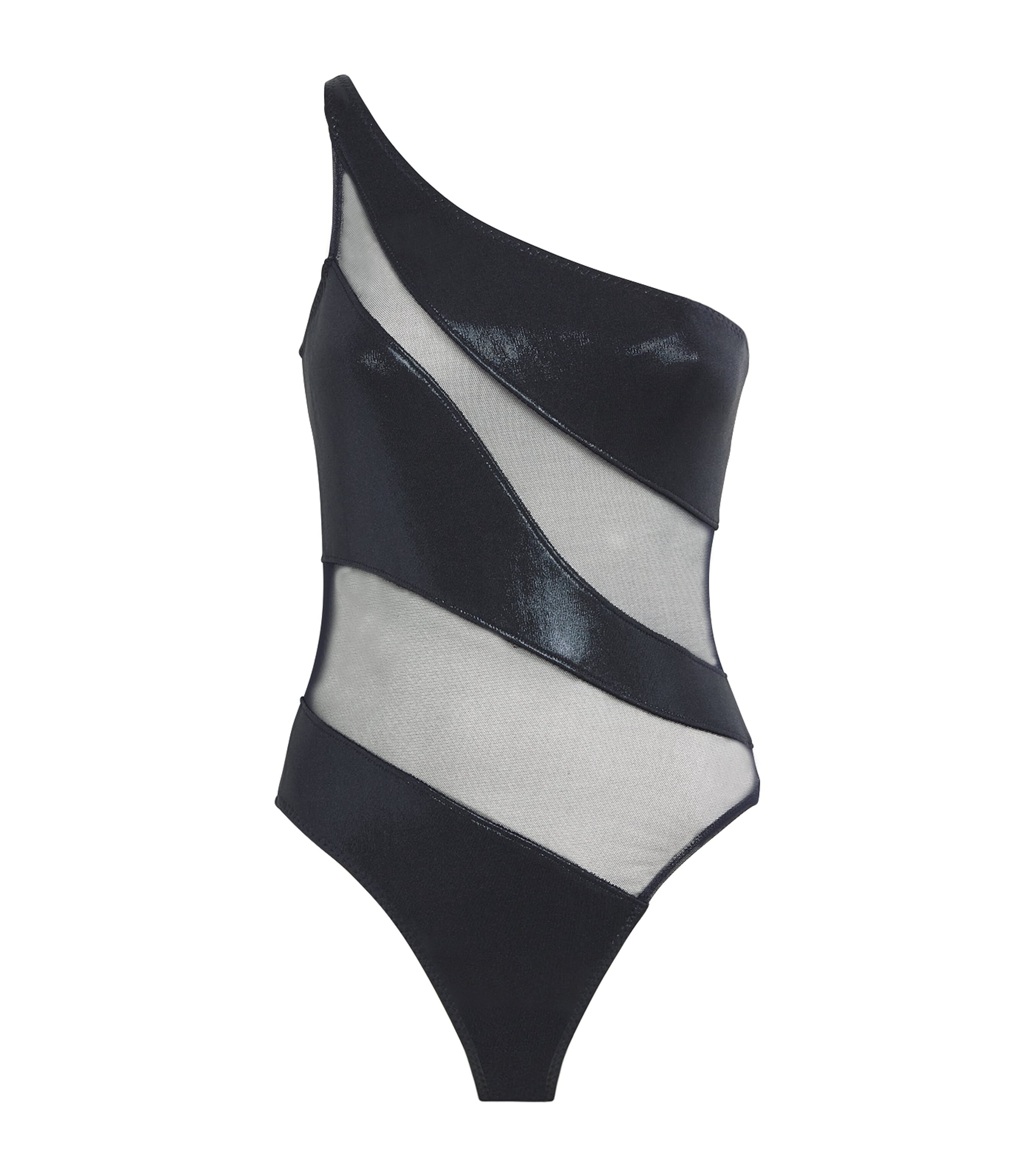 Norma Kamali Metallic Mio Swimsuit In Black