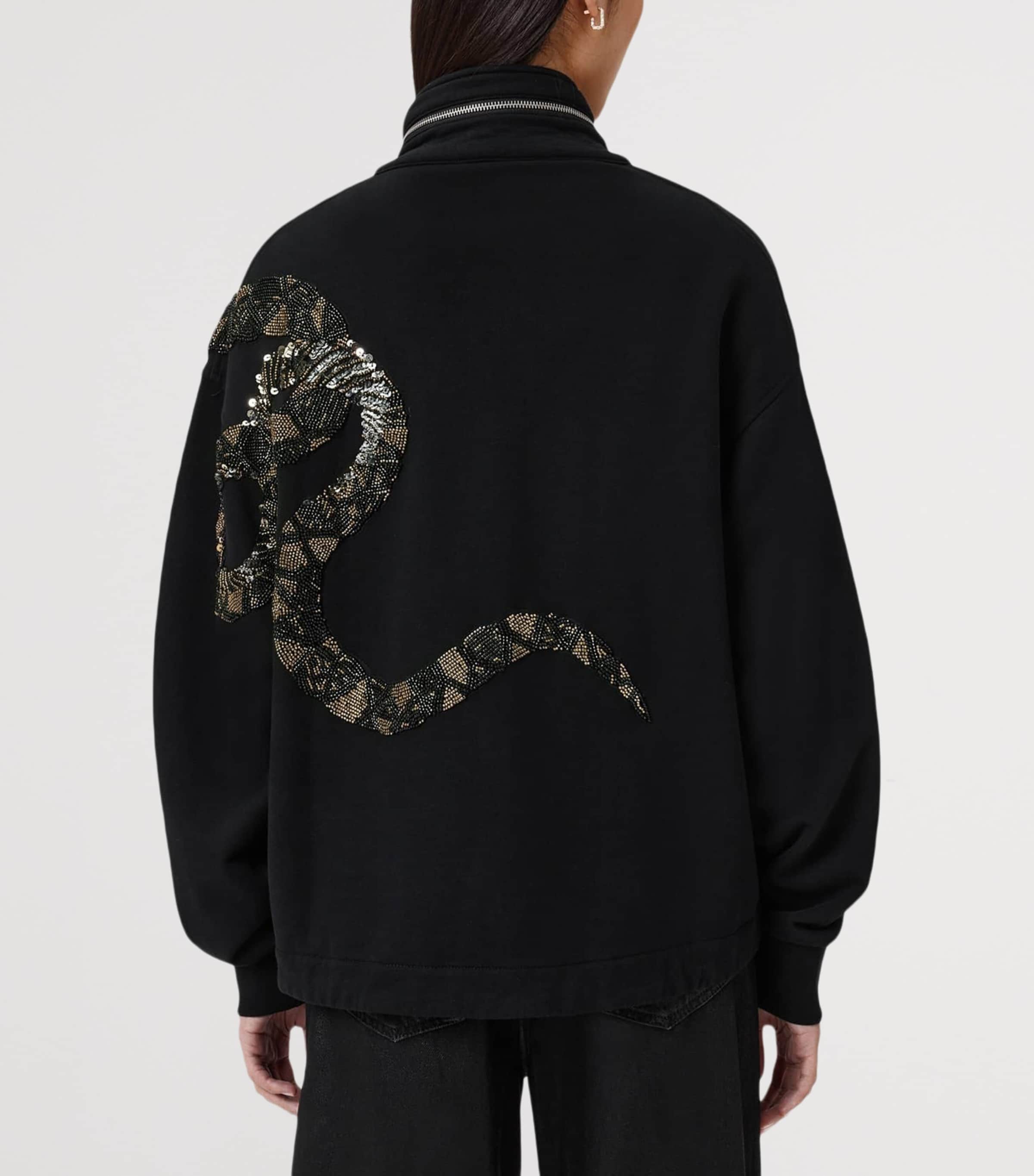 Cotton Ouros Claire Bomber Jacket BLACK Image 4