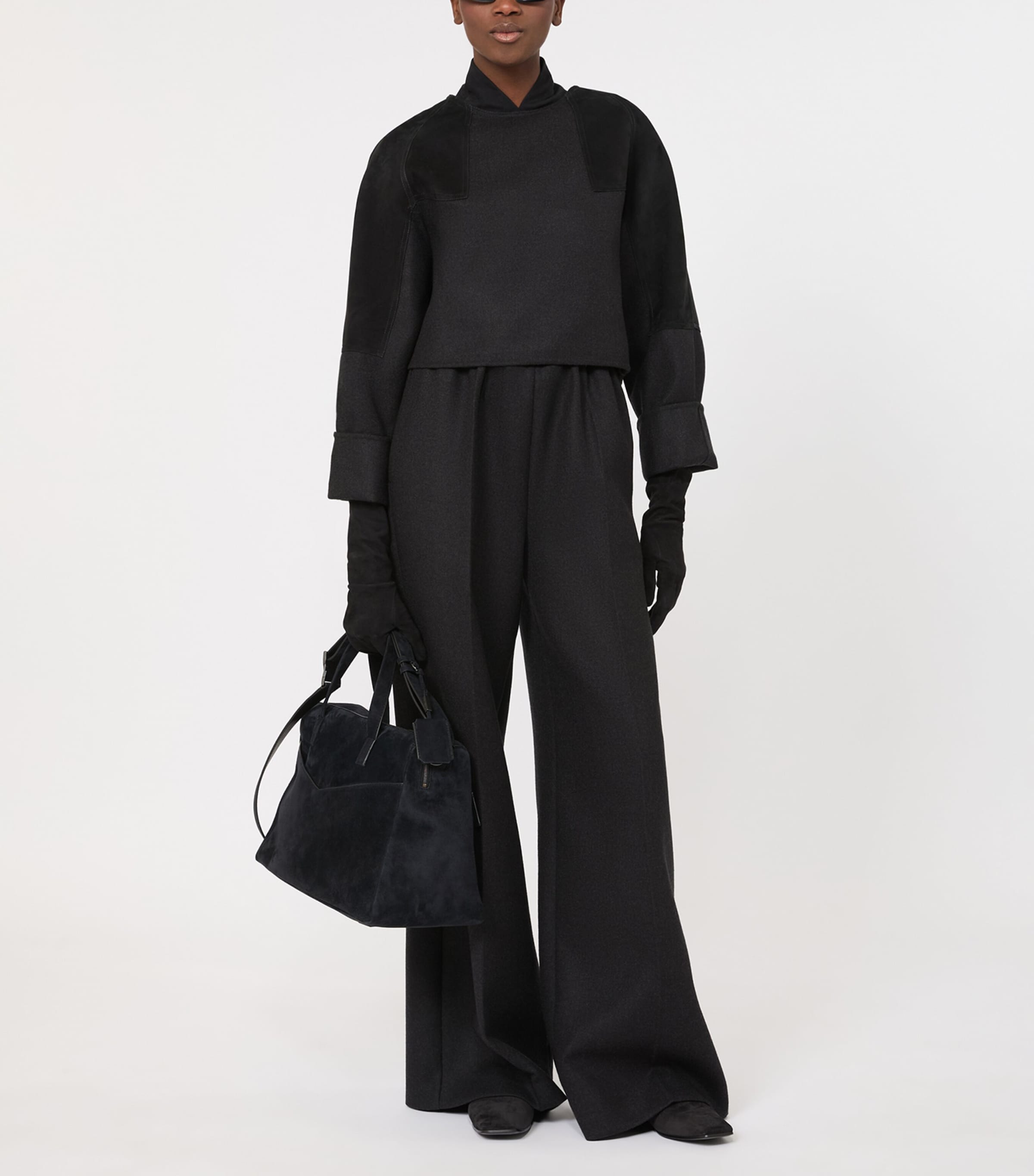 Max Mara Womens Stretch-Virgin Wool Top Dark Grey Image 2