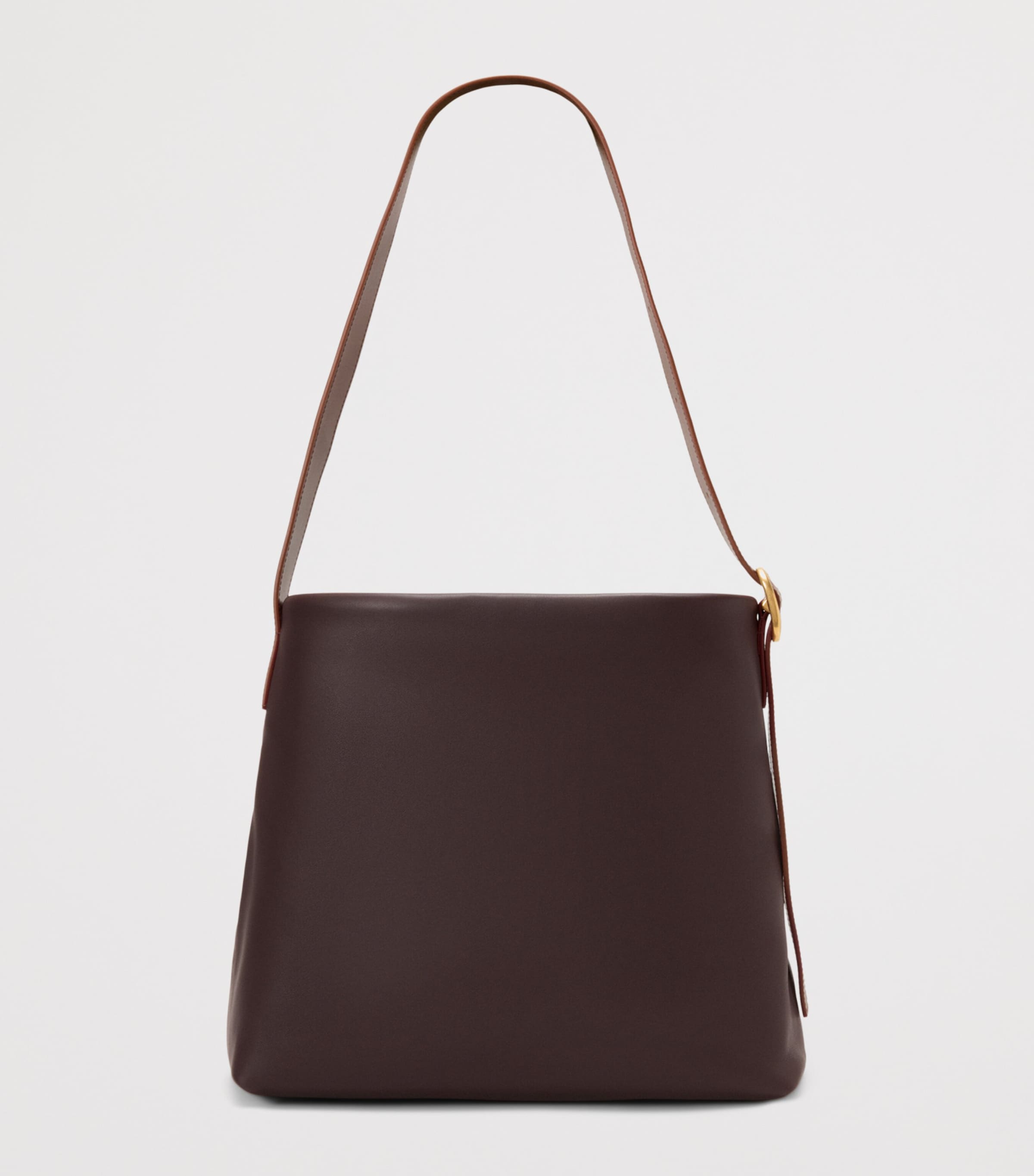 Leather Draped Tote Bag DARK CHESTNUT Image 5