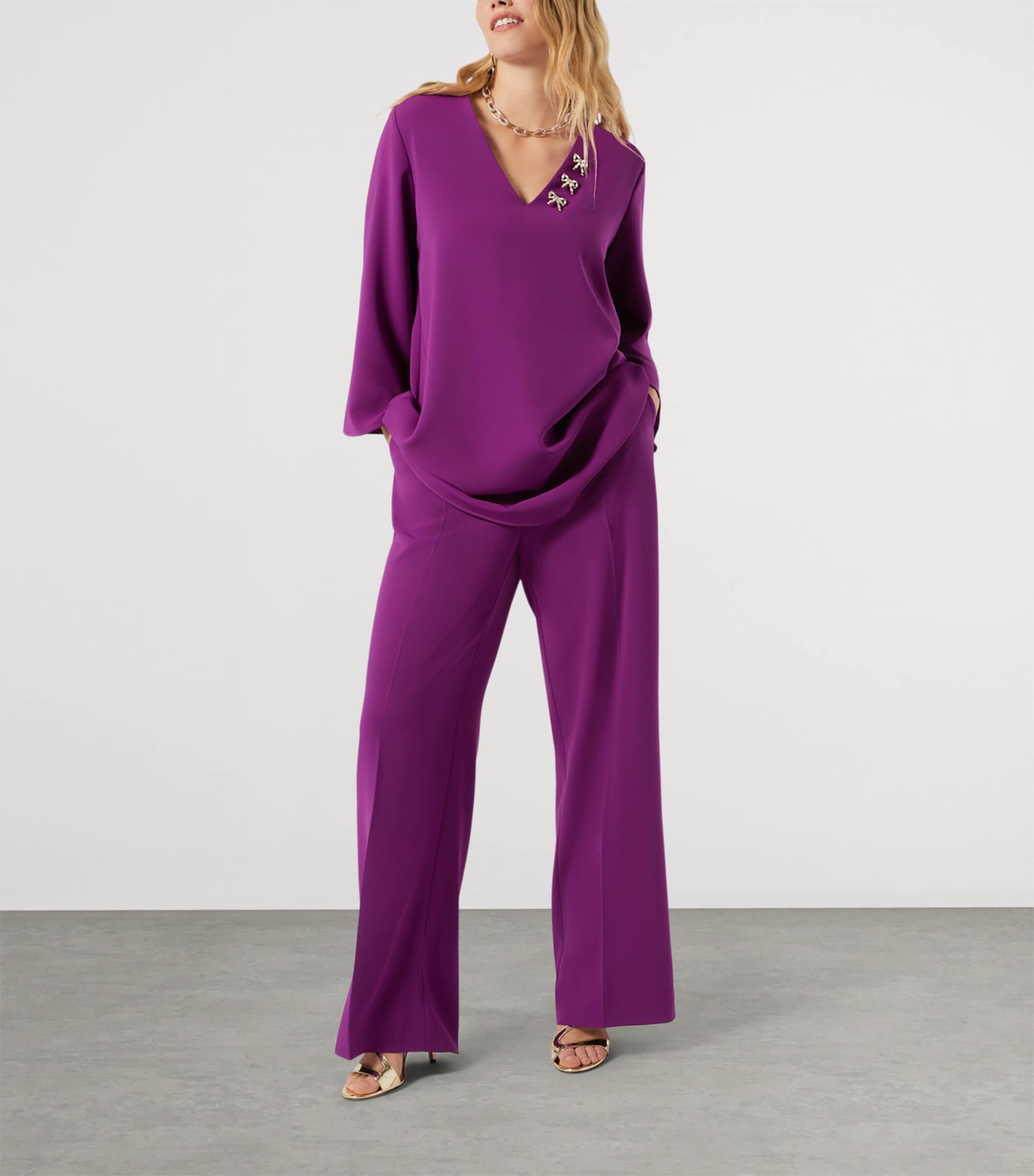 Marina Rinaldi Womens Embellished Top Fuxia Viola Image 2