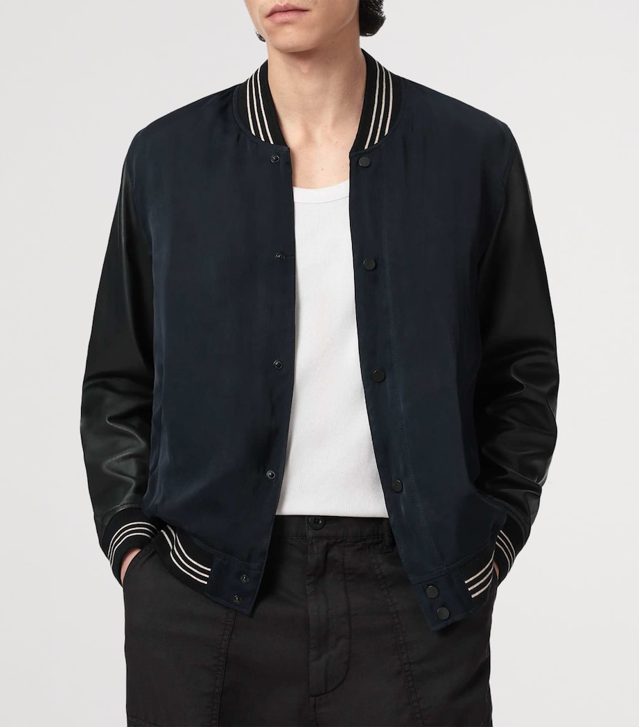AllSaints Mens Taishi Varsity Bomber Jacket Navy/black Image 6