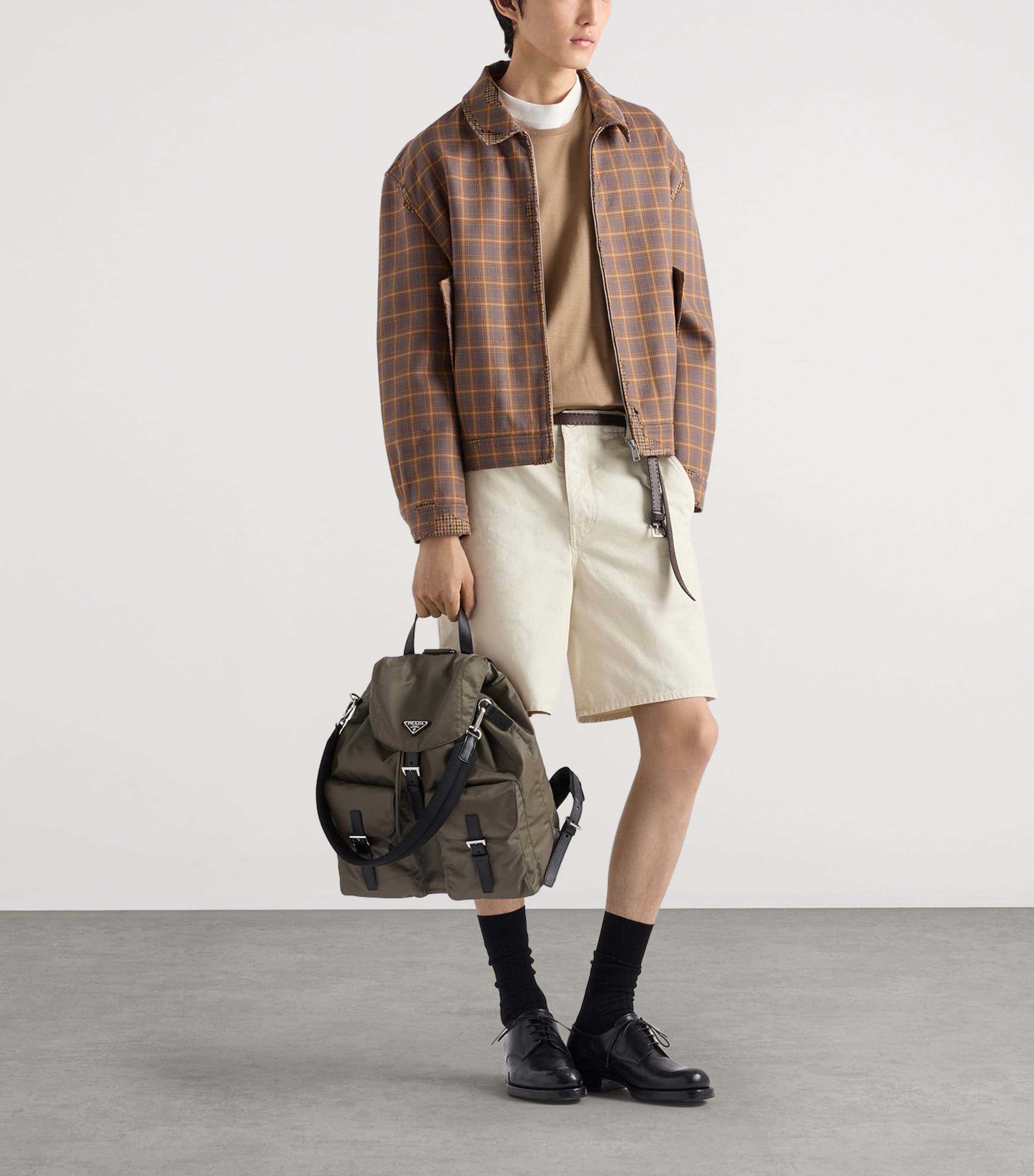 Prada Re-Nylon and Leather Explore Backpack Grey Image 2