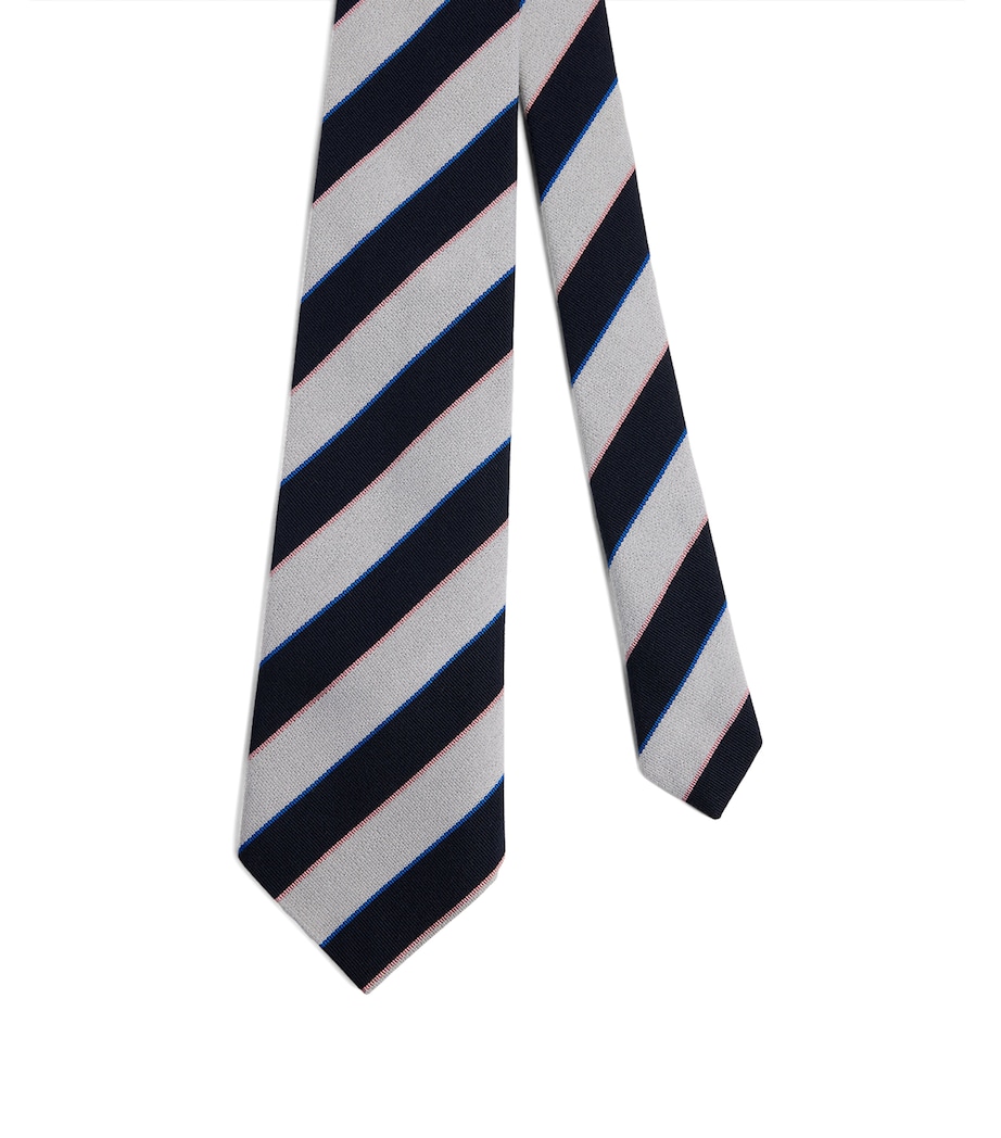 Dunhill Wool-Mulberry Silk Stripe Tie Image 1
