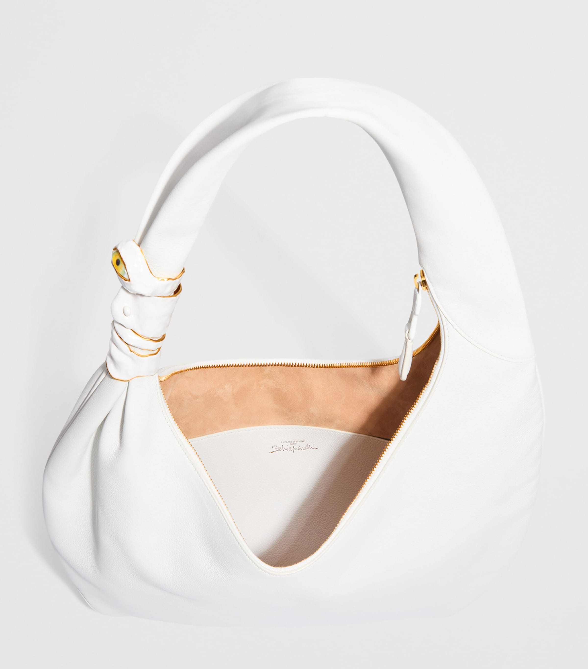 Schiaparelli Calfskin Soufflé Shoulder Bag White Image 6