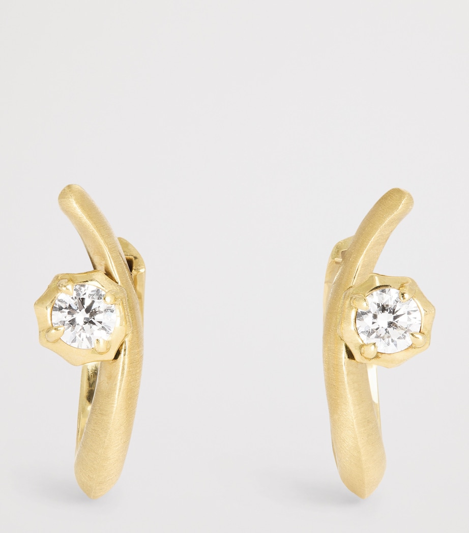 Yellow Gold and Diamond Alchemy Curve Huggie Earrings YELLOW GOLD Image 3