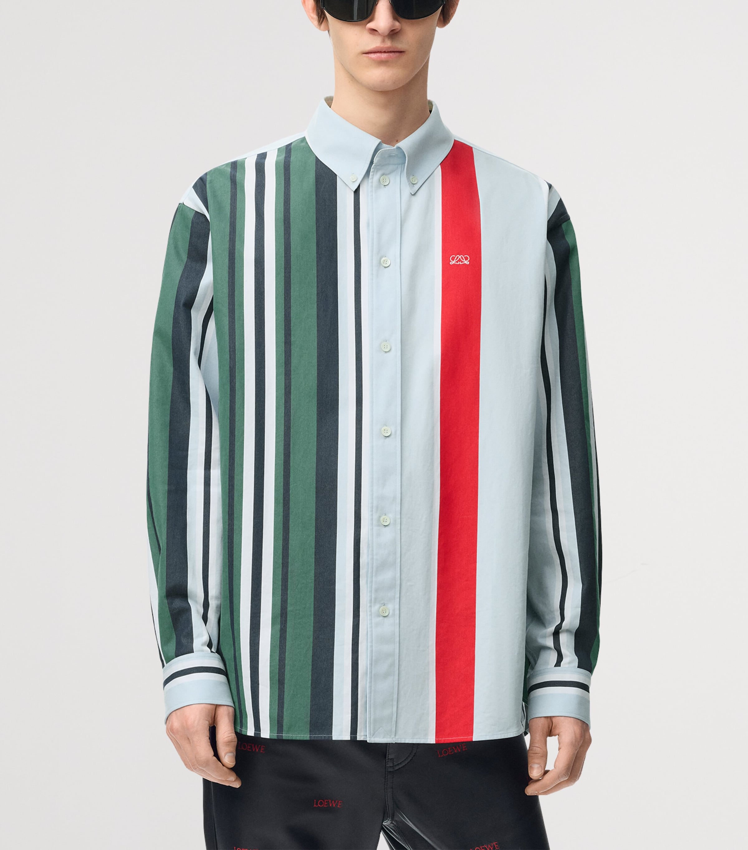 LOEWE Mens Stripe Print Shirt Blue/multicolor Image 3