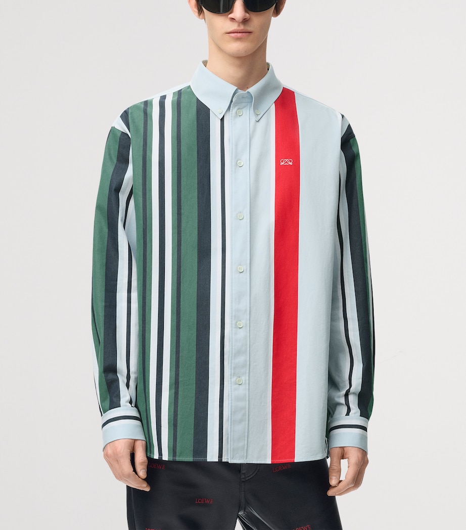 LOEWE Mens Stripe Print Shirt Blue/multicolor Image 3