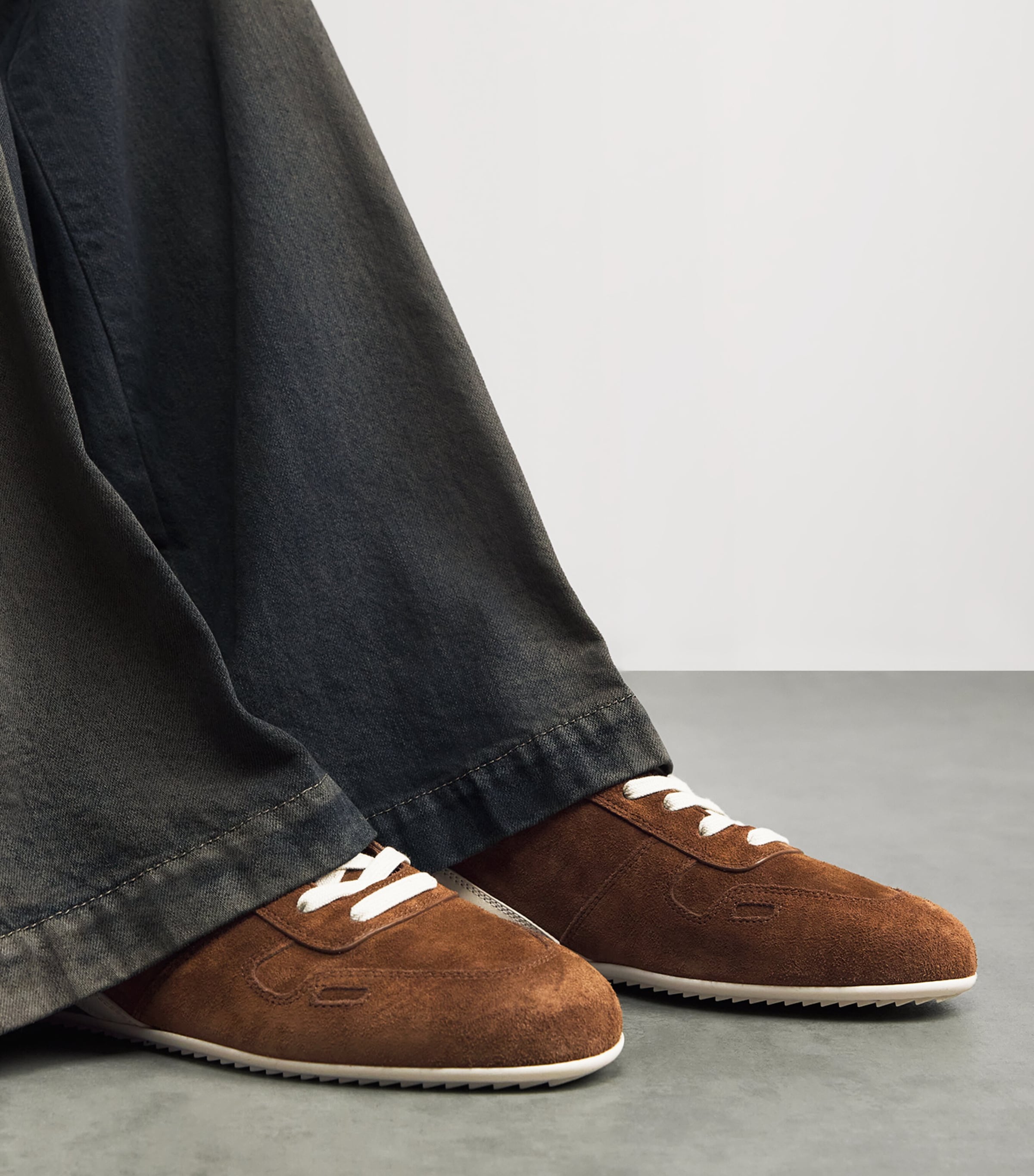 Suede Minimal Low-Top Sneakers CHESTNUT/MILK/MILK Image 2