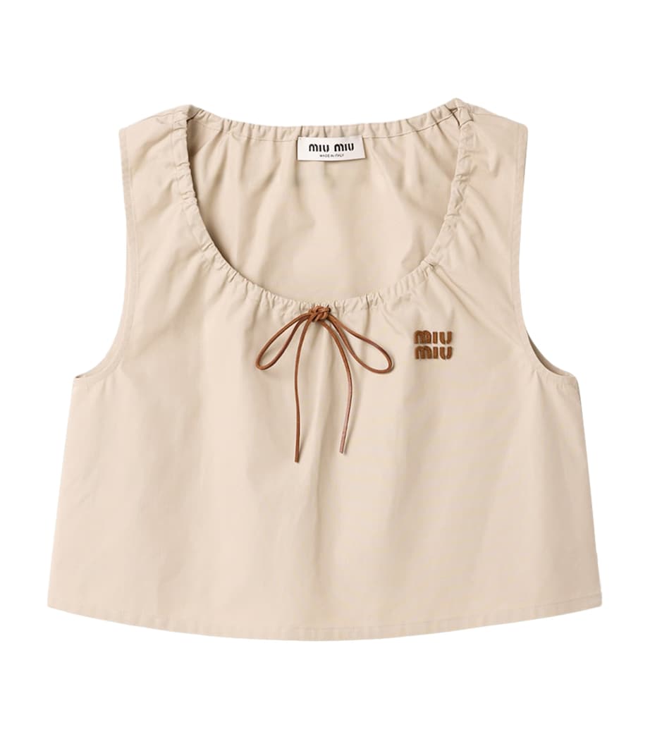 Miu Miu Womens Panama Cotton Crop Top Neutral Image 1