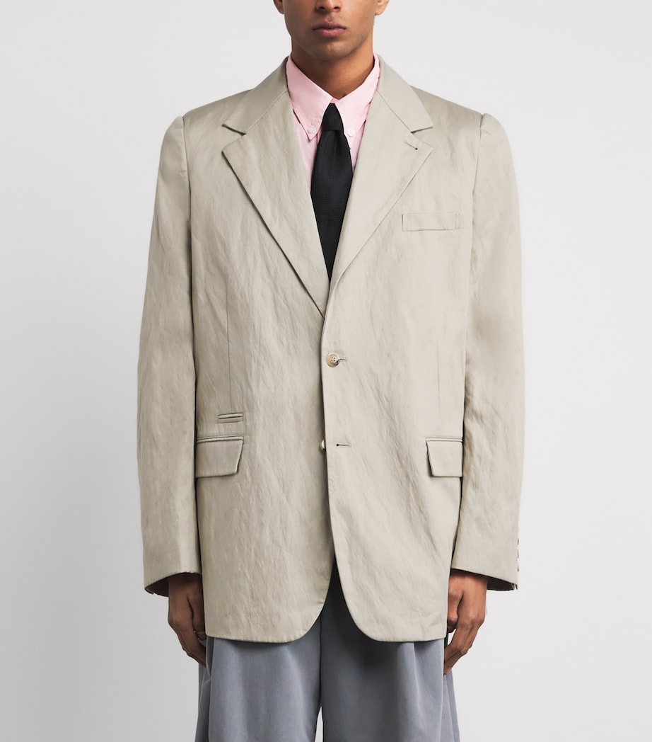 Willy Chavarria Mens Cotton-Blend Crinkled Chuco Blazer Stucco Image 5