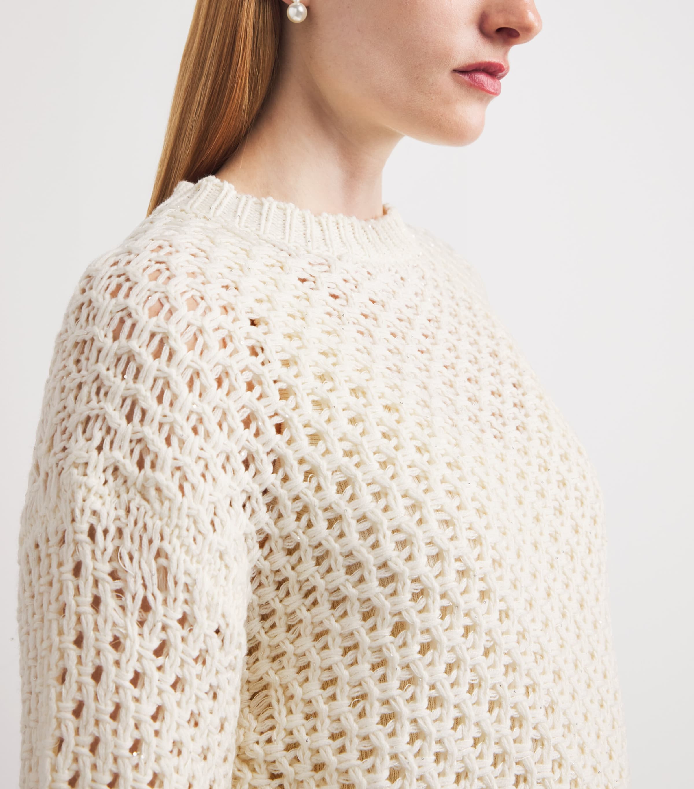Fabiana Filippi Womens Wool-Blend Sequin Sweater Rafia Image 3