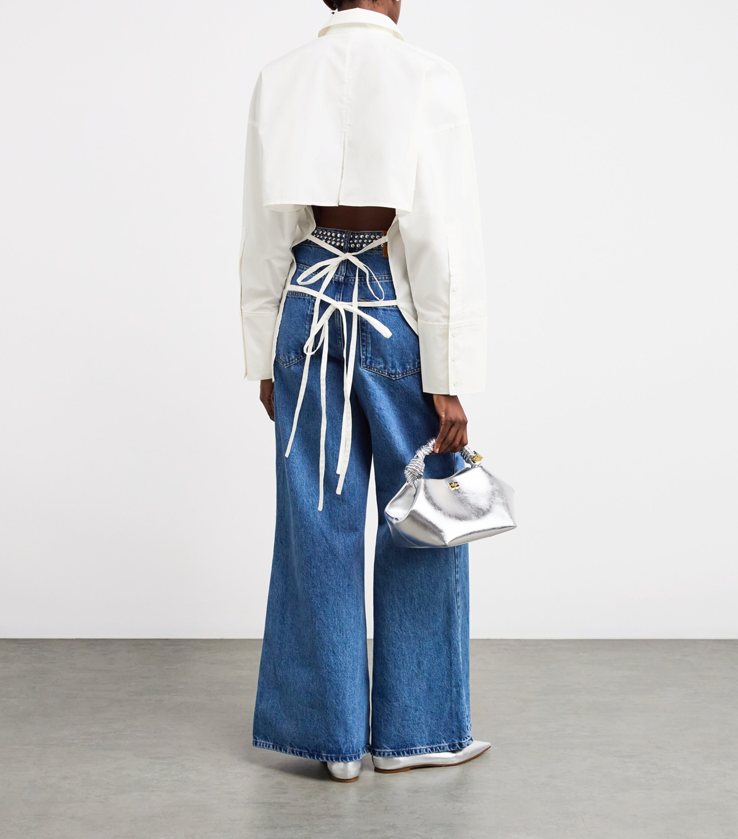 Cotton Open-Back Shirt POPELINE WHTE Image 2