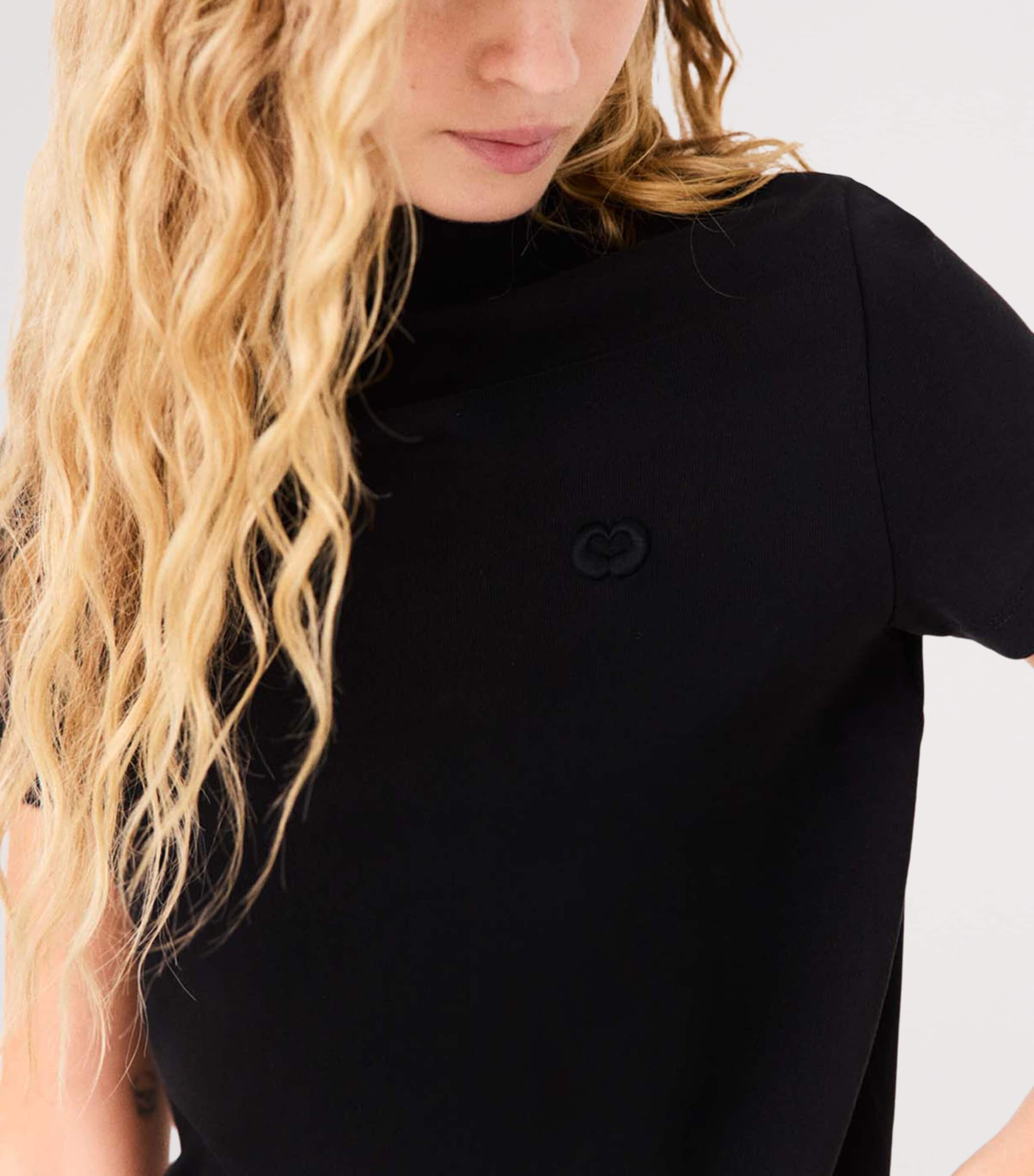 Maje Womens Cotton Back-Zip T-Shirt Black Image 7