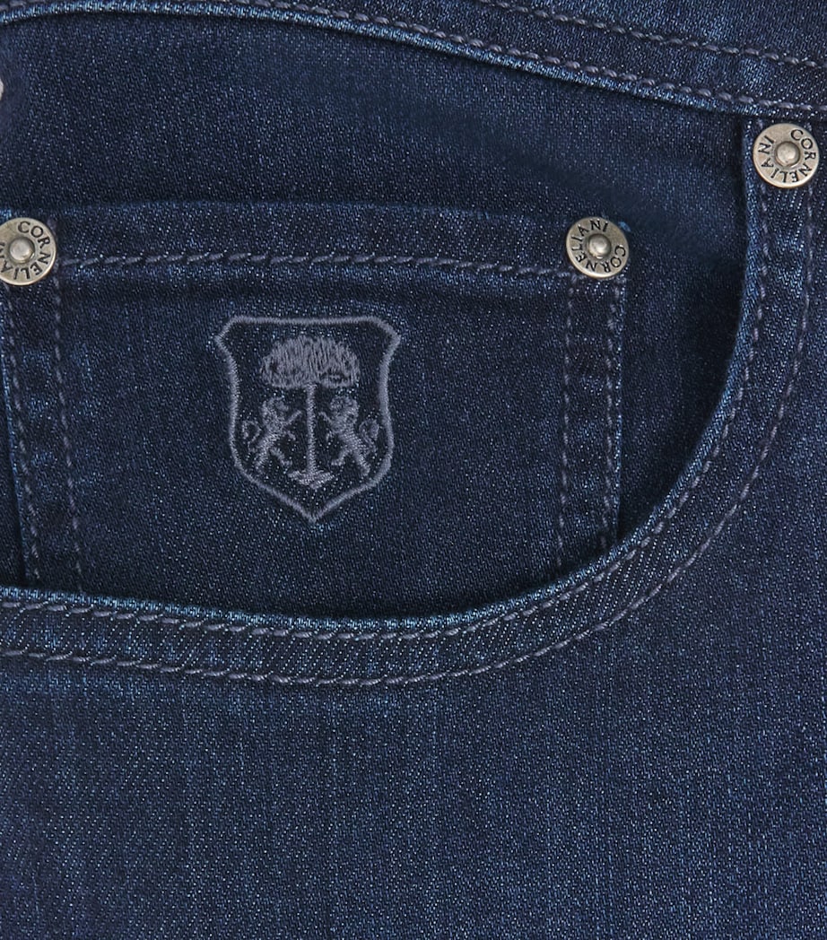 Corneliani Mens Stretch Straight Jeans Navy Blue Image 6