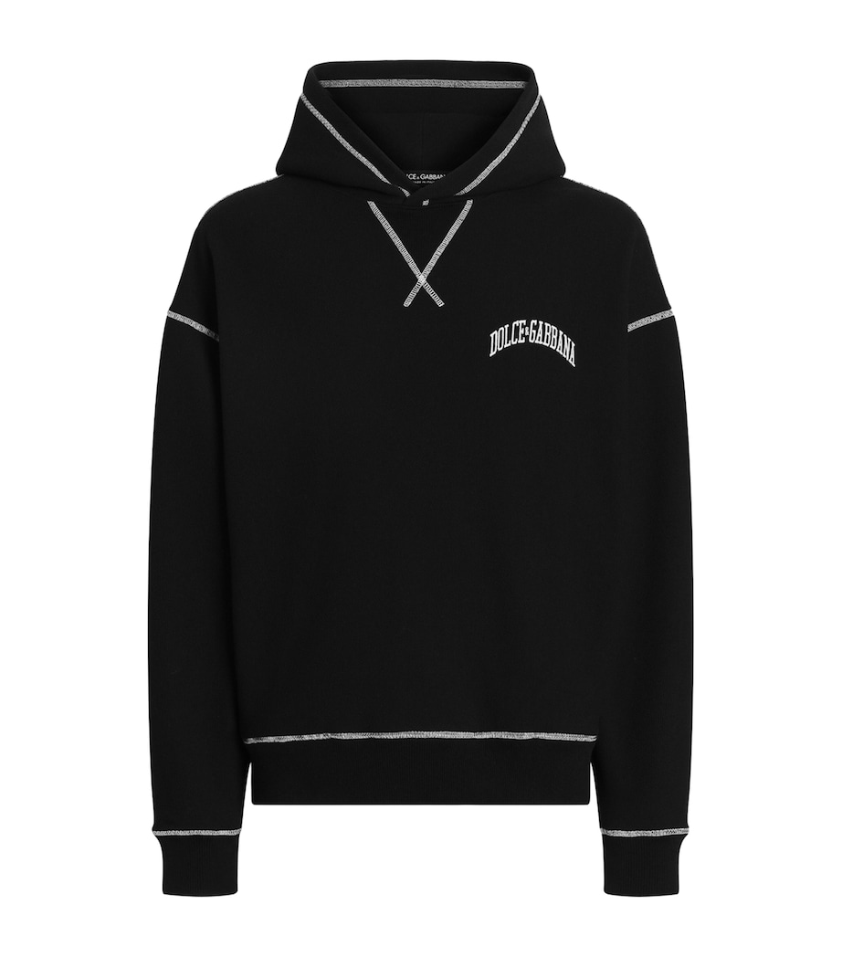 Contrast Stitch Logo Hoodie N0000-BLACK Image 1