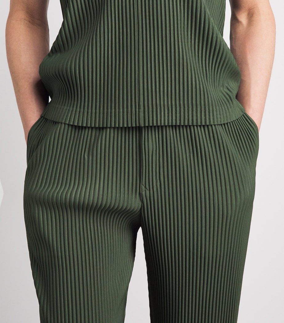 Homme Plissé Issey Miyake Mens Pleated Straight Trousers Duomo Door Green Image 3