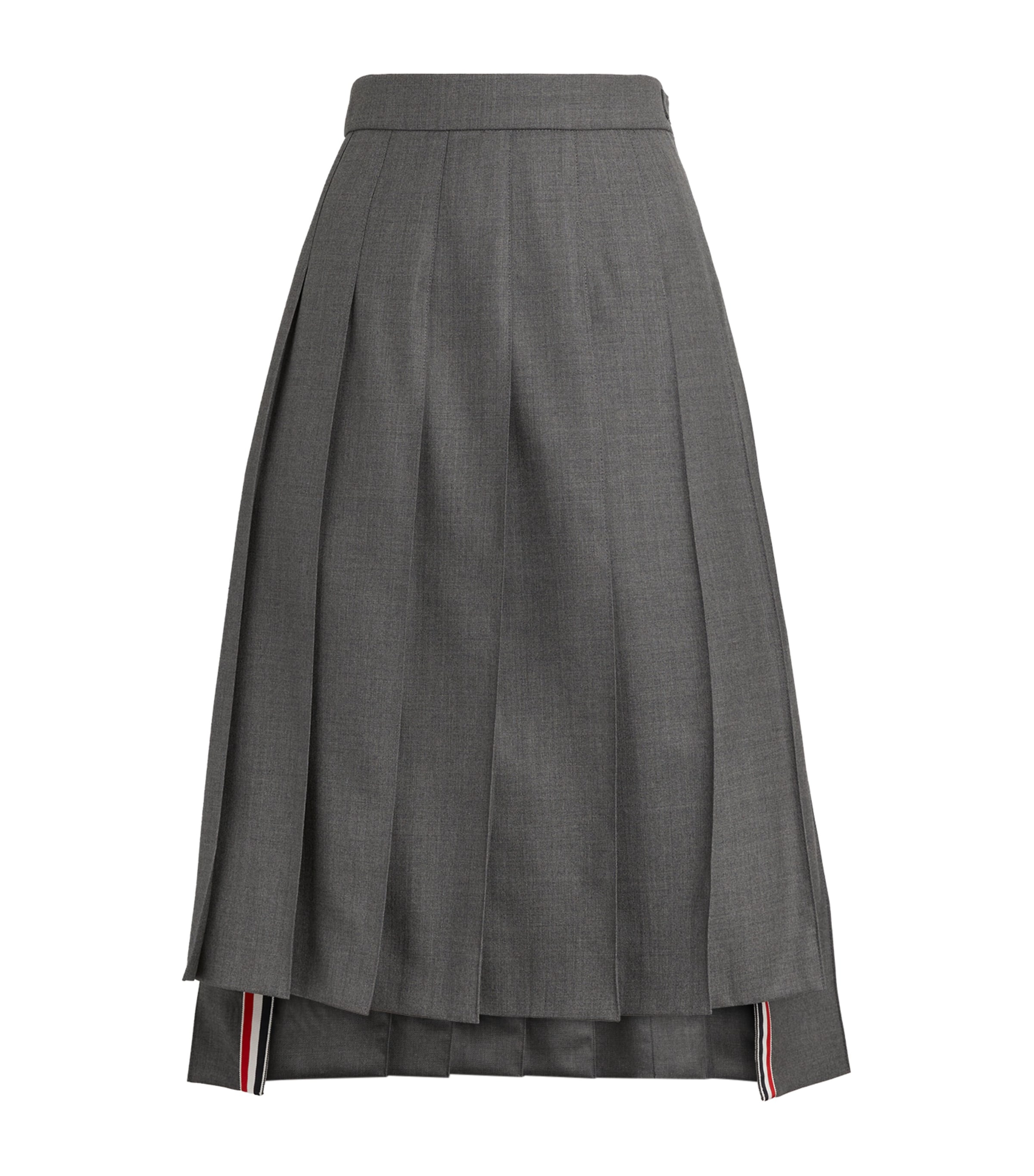 Shop Thom Browne Pleated Midi Skirt In Grey