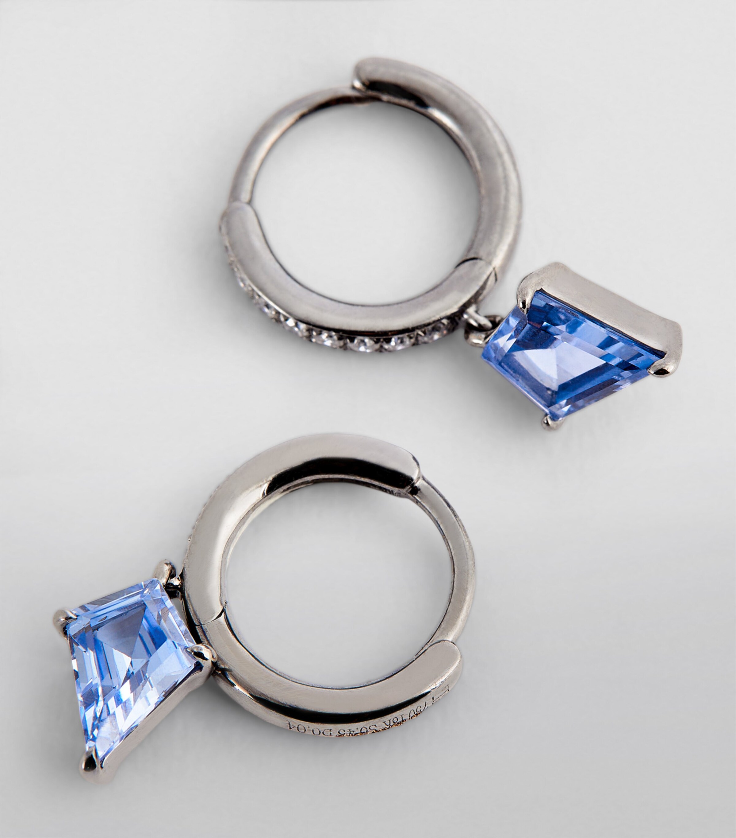 Eva Fehren Blackened White Gold, Diamond and Sapphire Ezzat Geo Hoop Earrings White Gold Image 6