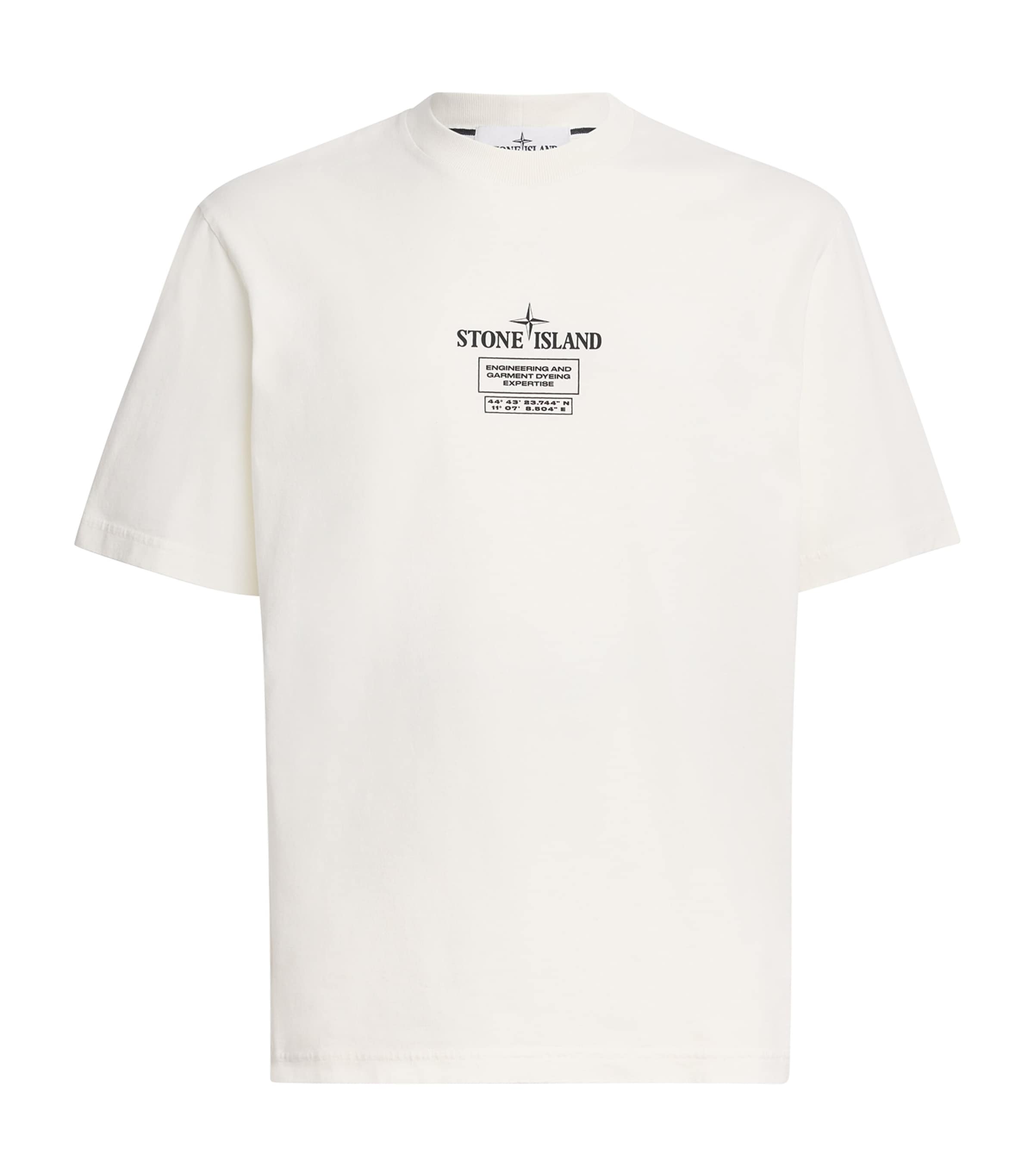 Stone Island Logo Crew Neck Cotton T-shirt With Short Sleeves In White