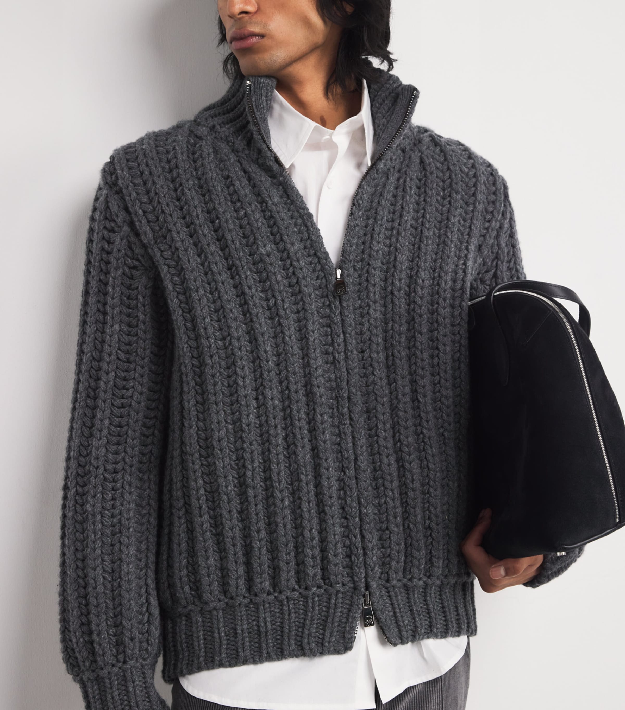 Corneliani Blue Wool-Cashmere Zip-Up Sweater | Harrods UK