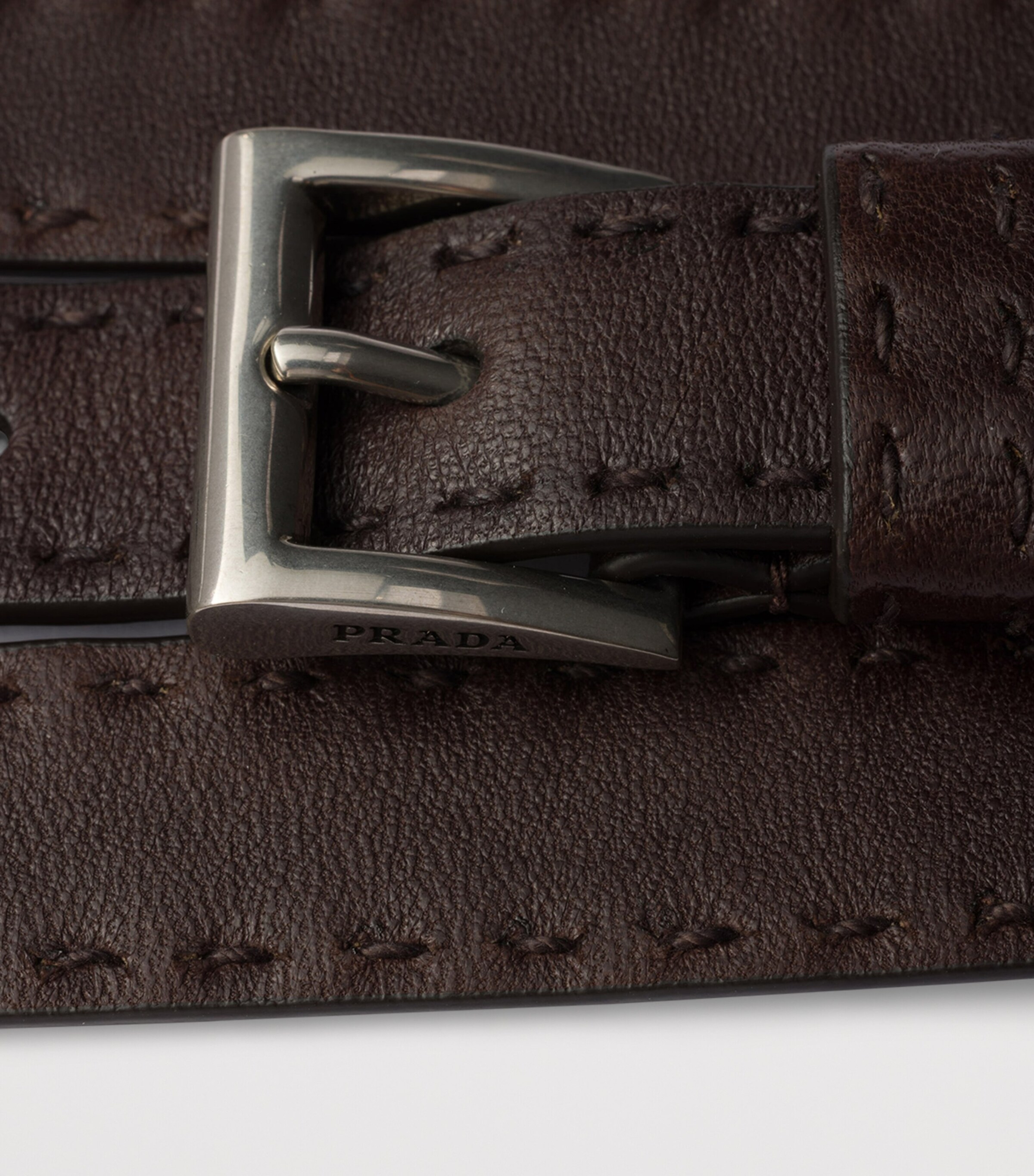 Prada Antiqued Leather Belt Brown Image 4