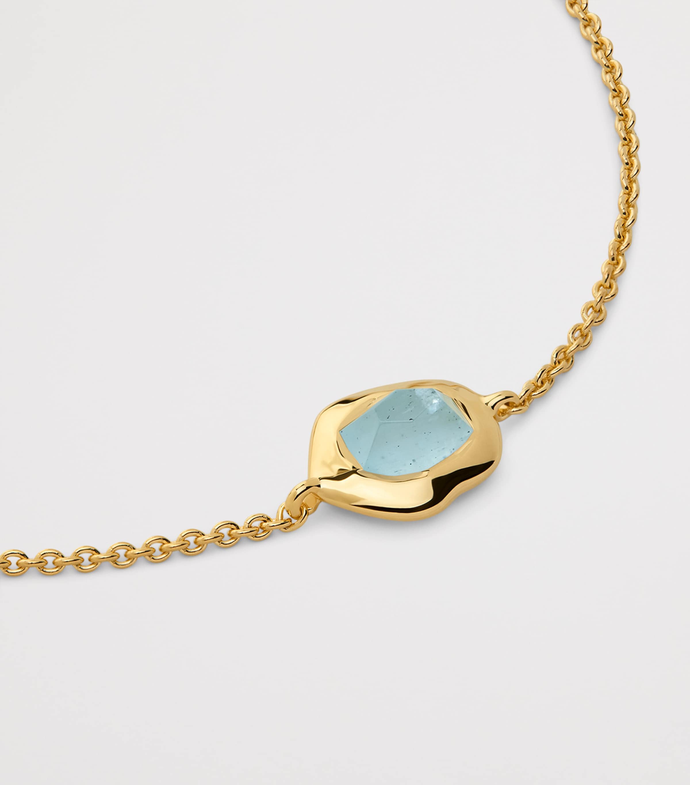 Monica Vinader Gold Vermeil and Aquamarine Odyssey Gemstone Chain Bracelet Gold Vermeil Image 2