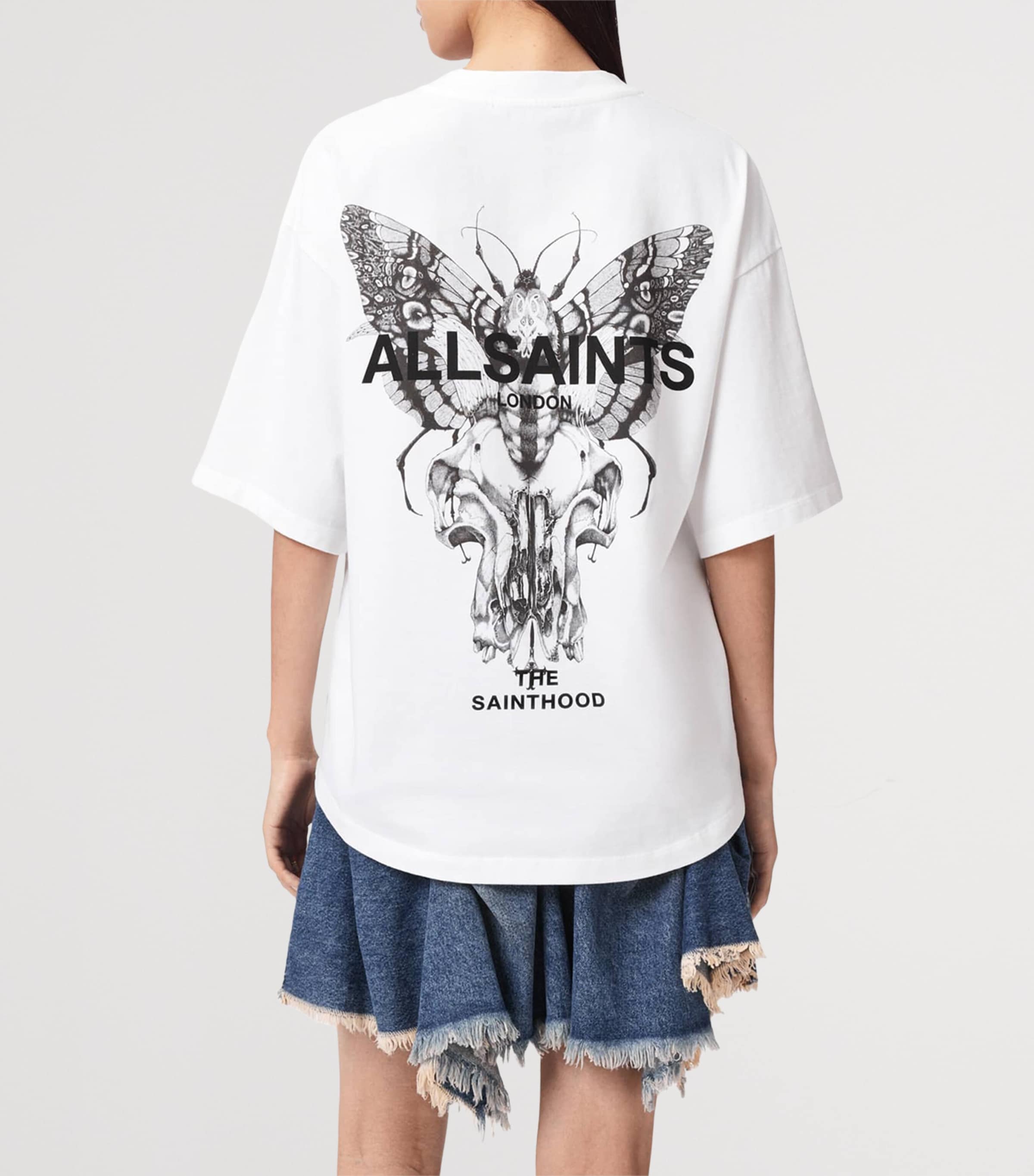 AllSaints Womens Organic Cotton Halis Amelie T-Shirt Optic White Image 4