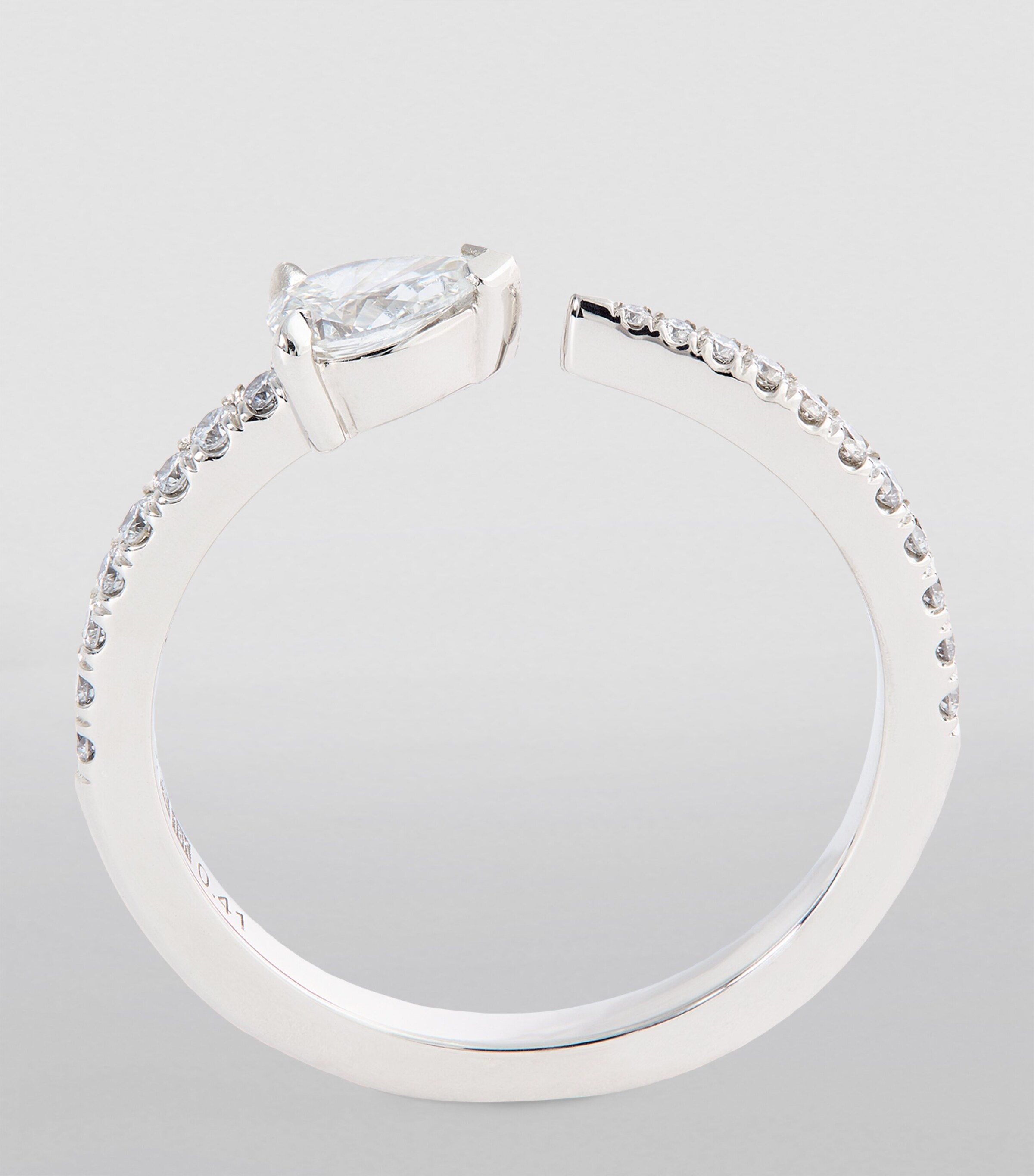 White Gold and Diamond Pavé Drop Links Ring WHITE GOLD Image 2