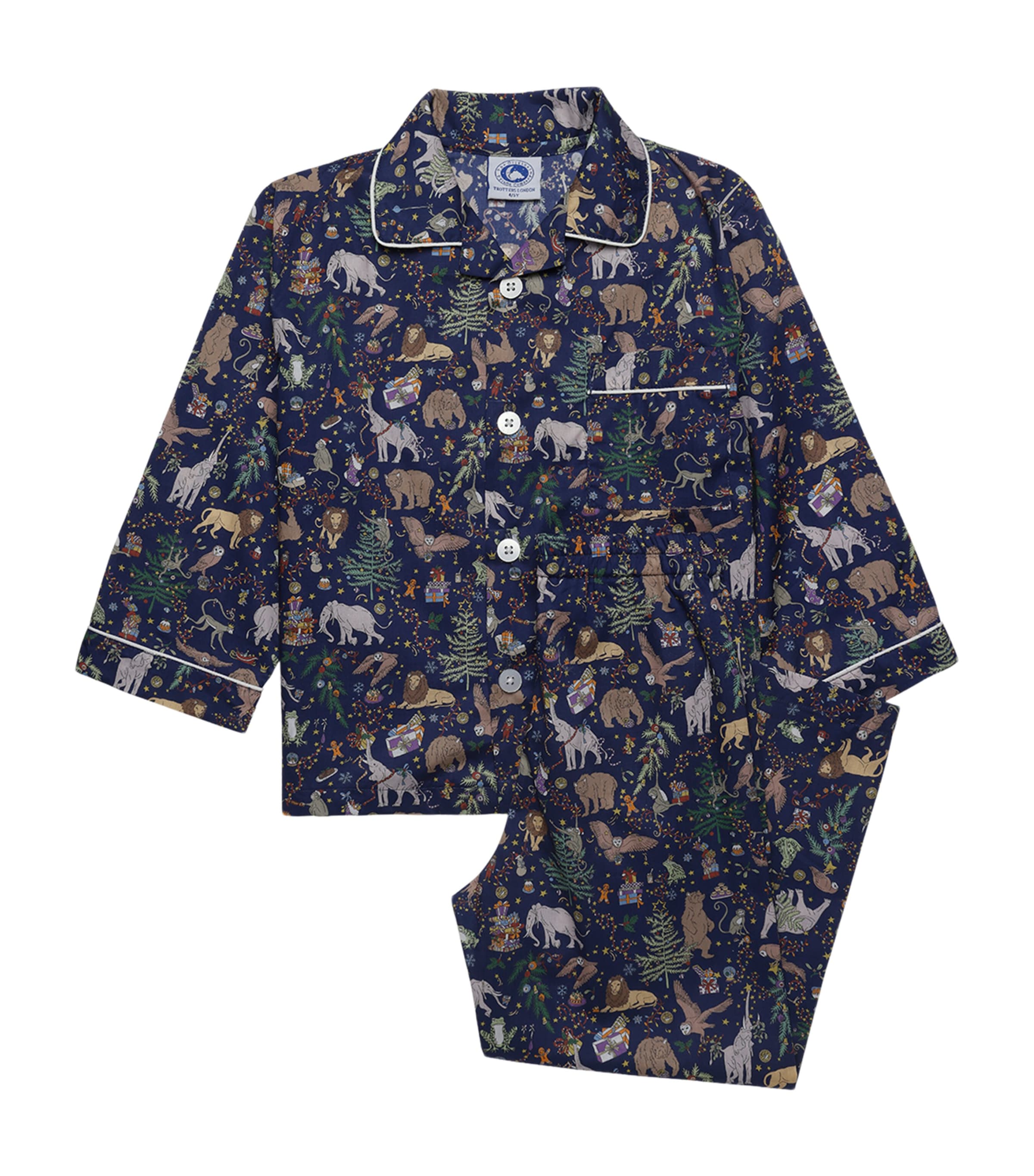 Trotters Navy Cotton Festive Animals Pyjama Set (12-18 Months) | Harrods US