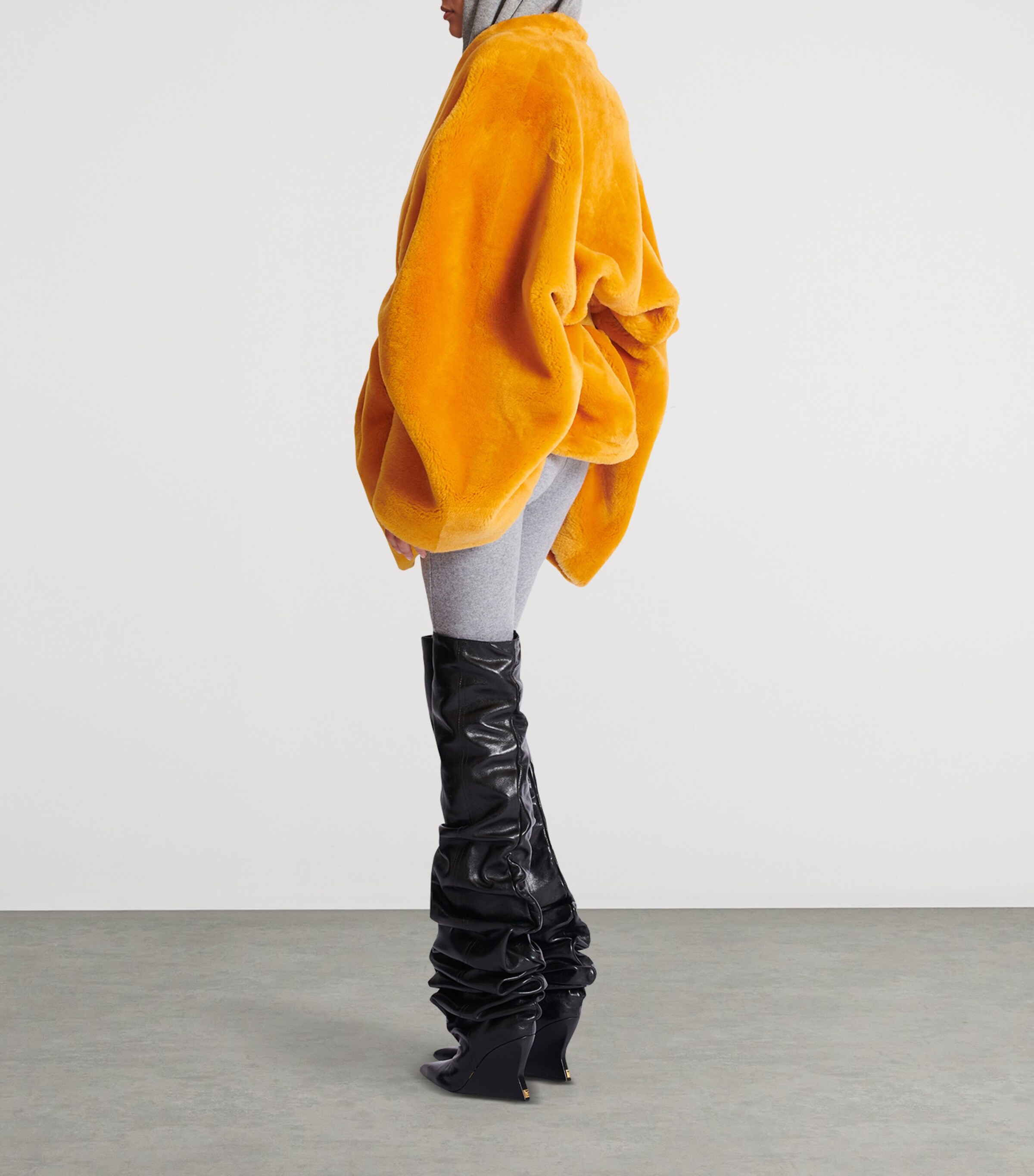 Shearling Belted Wrap Coat 1GF - MUSTARD Image 2
